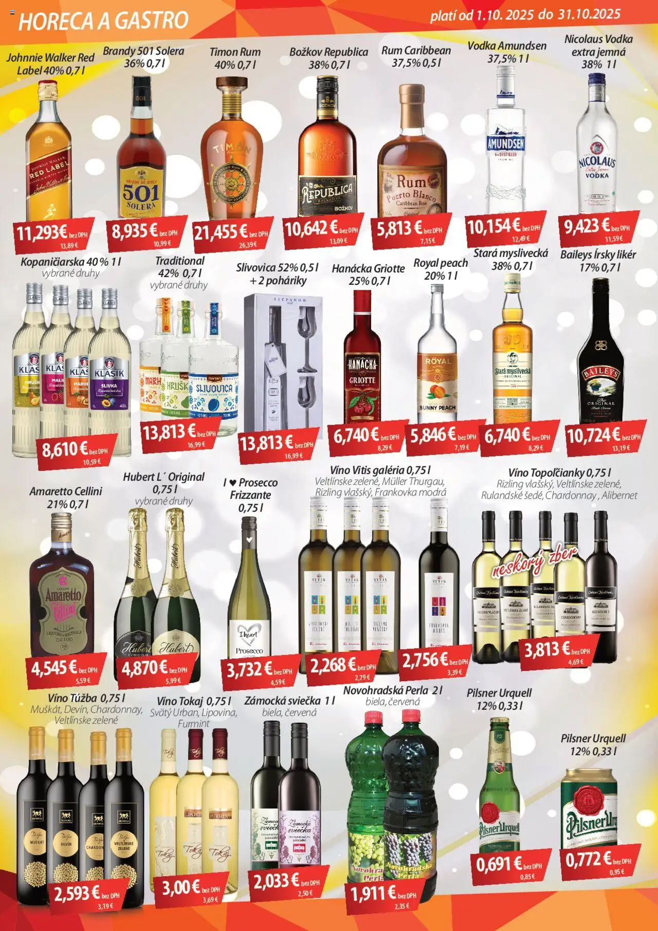 Nové CBA Verex akcie – leták je platný od 01.10.2025 | Strana: 2 | Produkty: Pilsner Urquell, Republica, Vodka, Nicolaus vodka