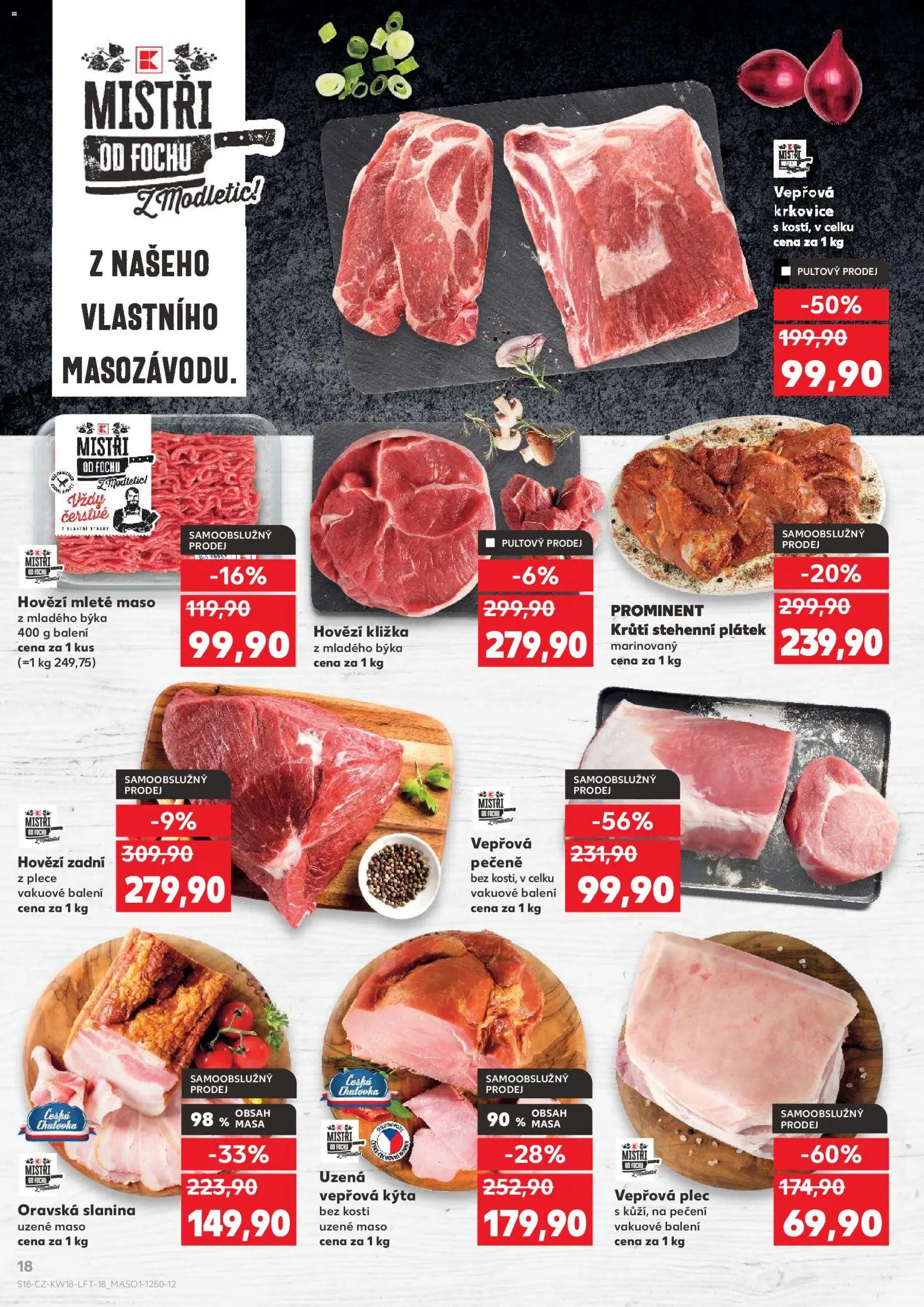 Kaufland leták - Kolín od 29.04.2026 | Strana: 18 | Produkty: Vepřová pečeně, Maso, Krkovice, Vepřová krkovice