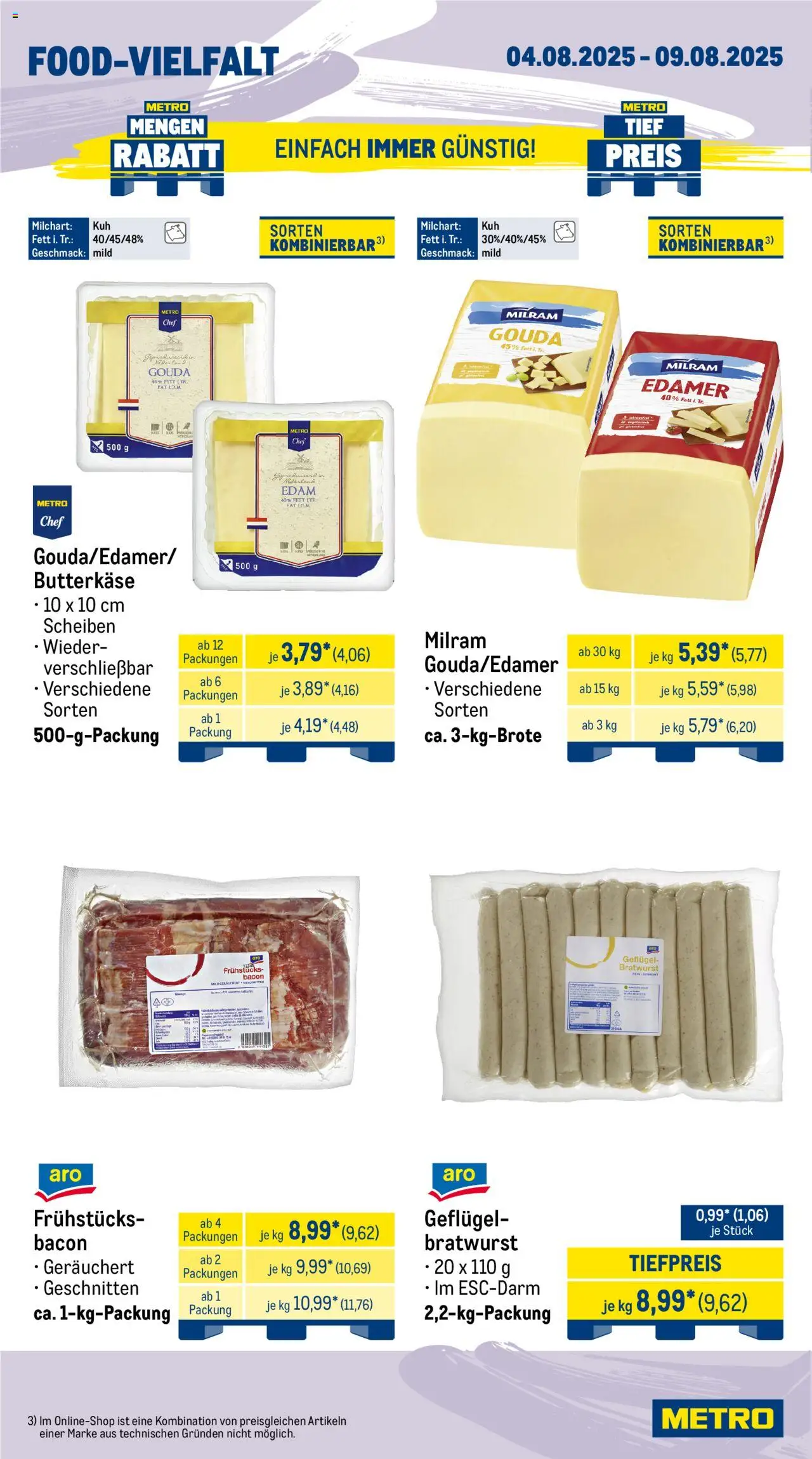 Metro Wochen-Angebote Gastro - gültig ab dem 04.08.2025 | Seite: 10 | Produkte: Gouda, Bratwurst, Edamer, Milram