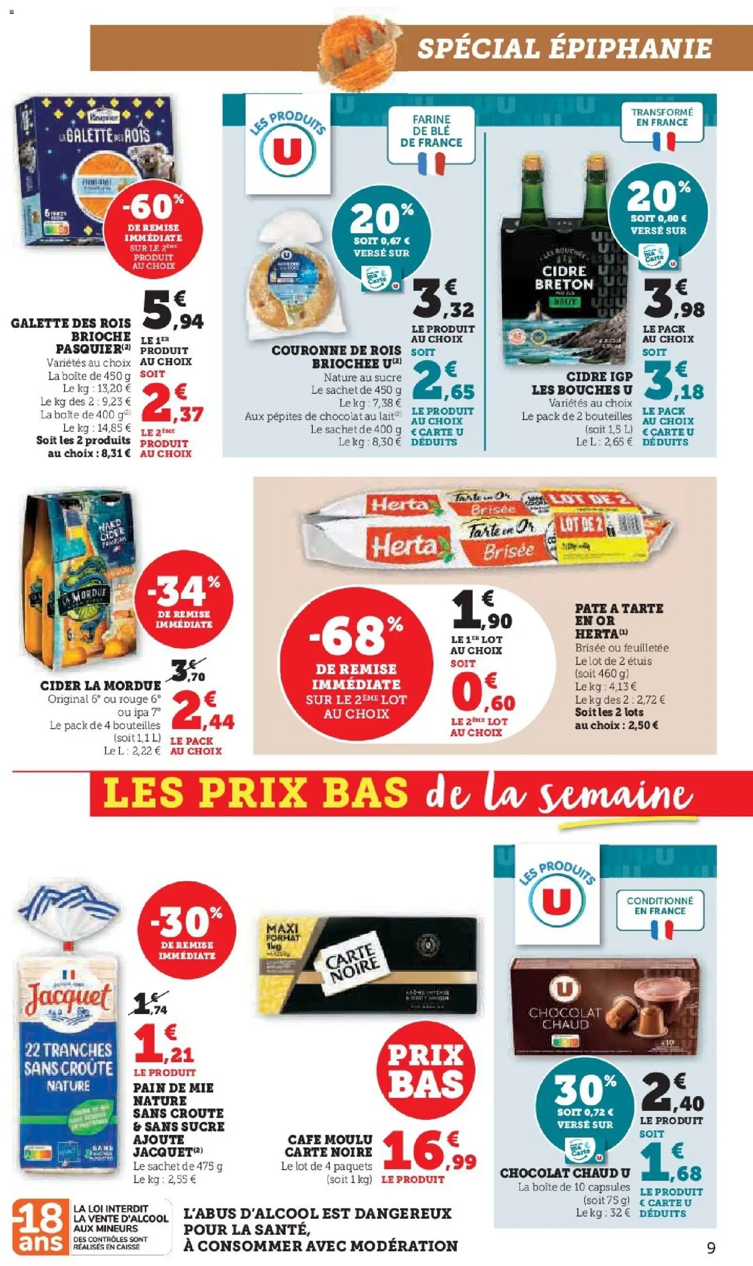 {H1} | Page: 9 | Produits: Pépites de chocolat, Farine, Cidre, Café moulu