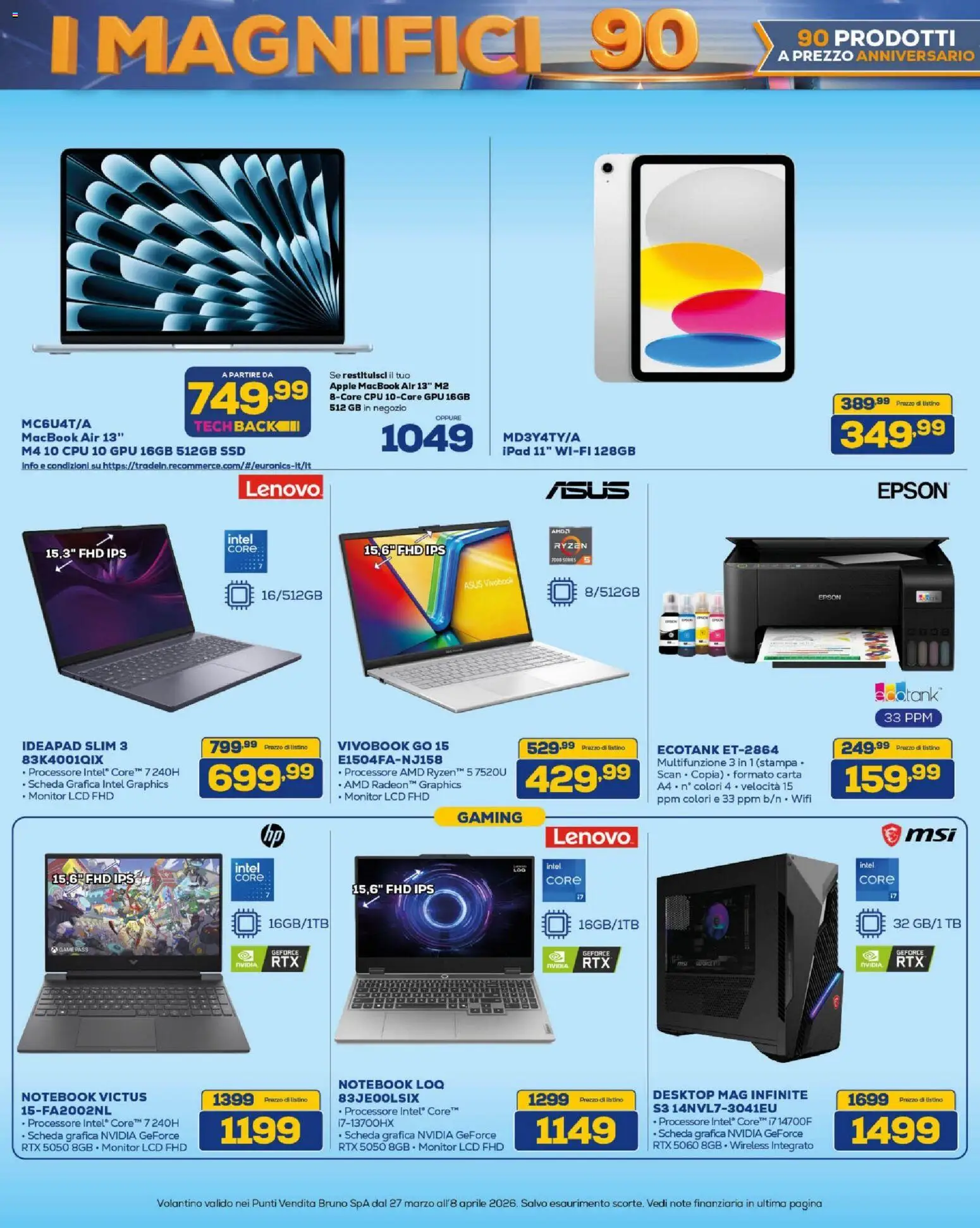 Volantino BRUNO del 27.03.2026 | Pagina: 6 | Prodotti: Monitor, Notebook, Macbook air, Macbook