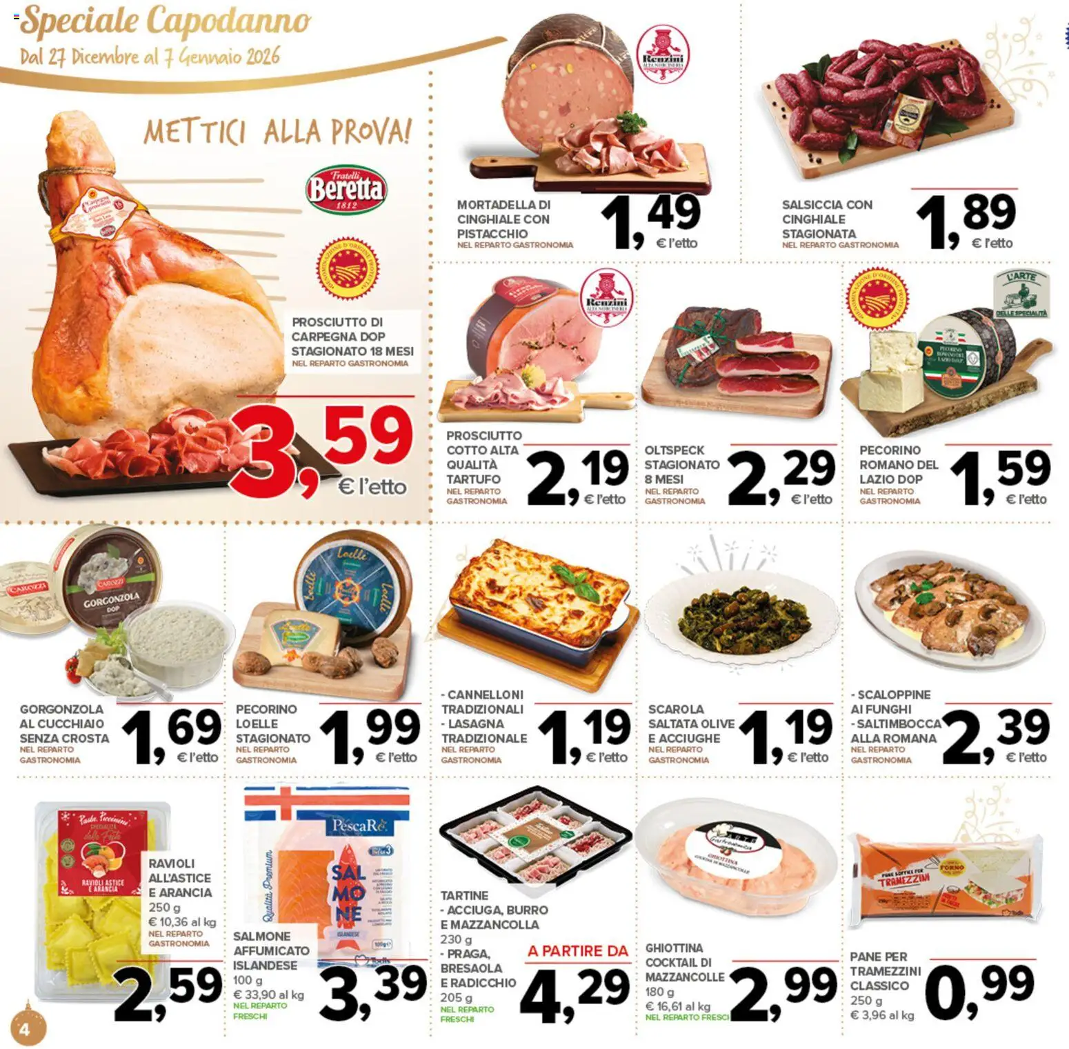 Volantino Todis del 27.12.2025 | Pagina: 4 | Prodotti: Salmone, Bresaola, Prosciutto, Forno