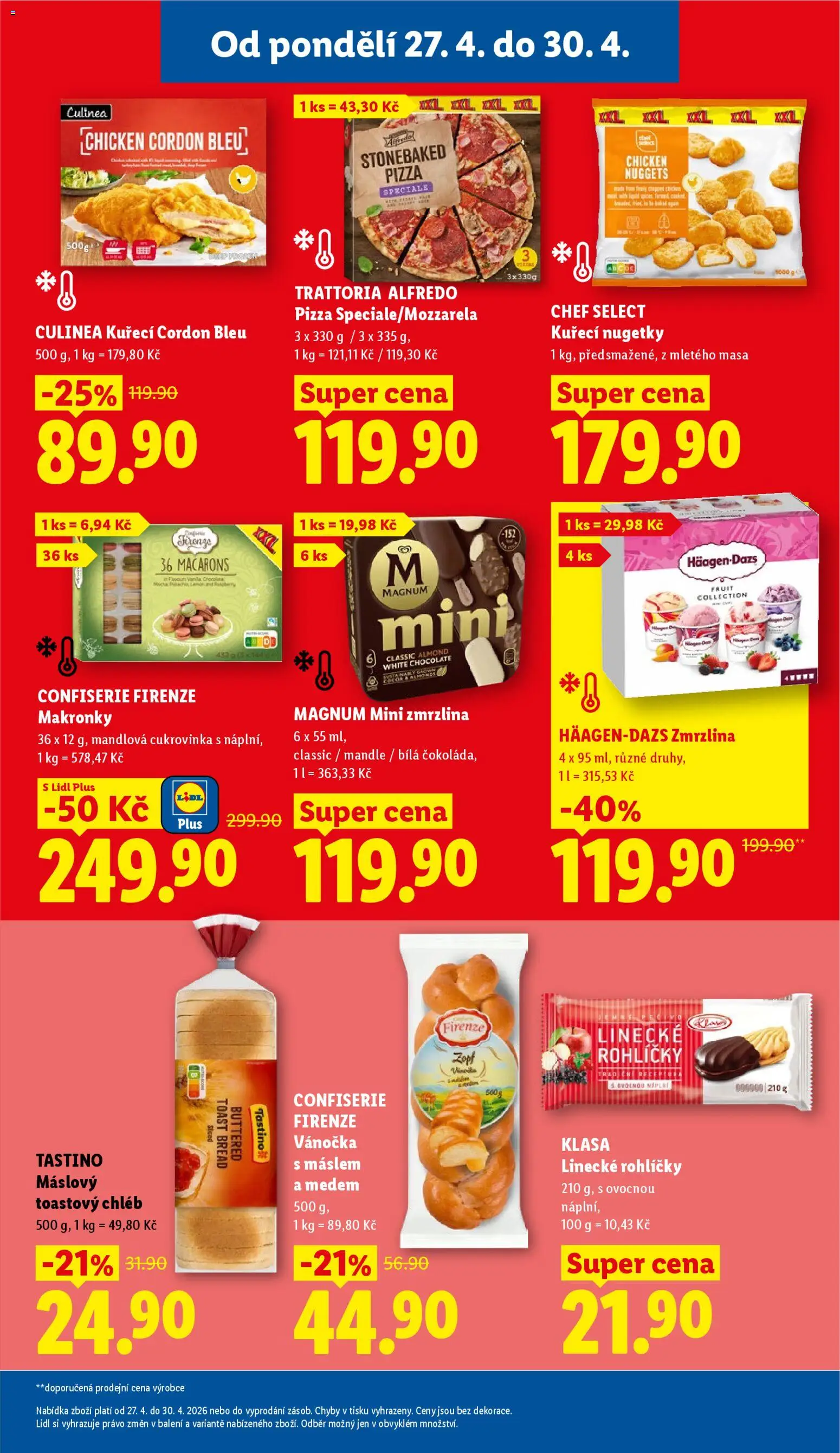 Lidl leták od 27.04.2026 | Strana: 25 | Produkty: Nugetky, Makronky, Zmrzlina, Linecké rohlíčky