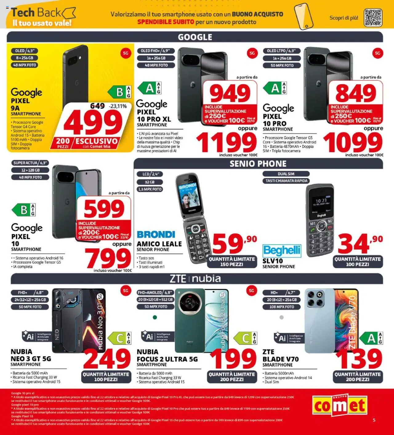 Volantino Comet del 09.10.2025 | Pagina: 5 | Prodotti: Smartphone, Video, Fotocamera, Batteria