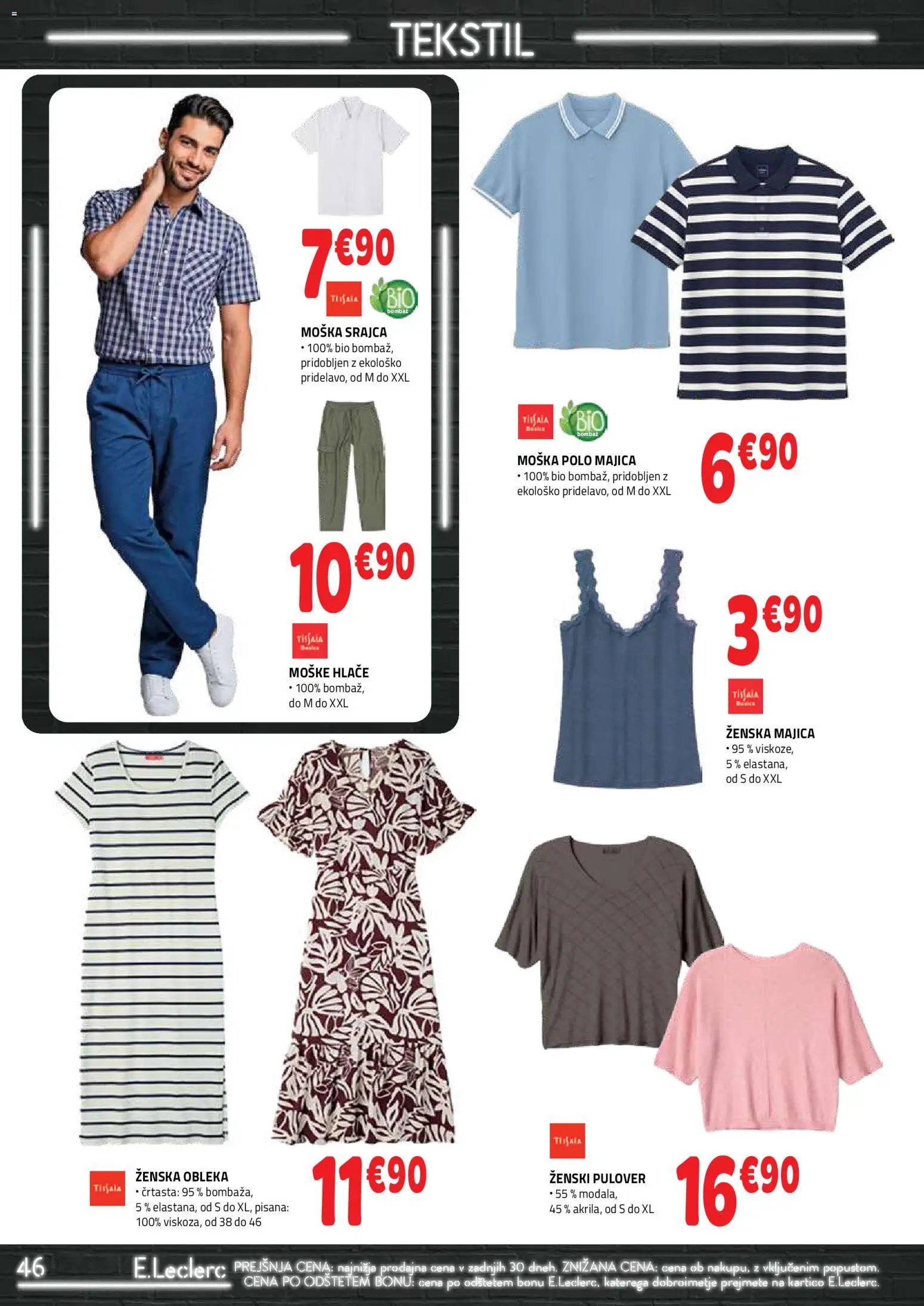 Novi E.leclerc katalog ponudbe – veljaven od 25.03.2026 | Stran: 46 | Izdelki: Srajca, Pulover, Hlace, Obleka