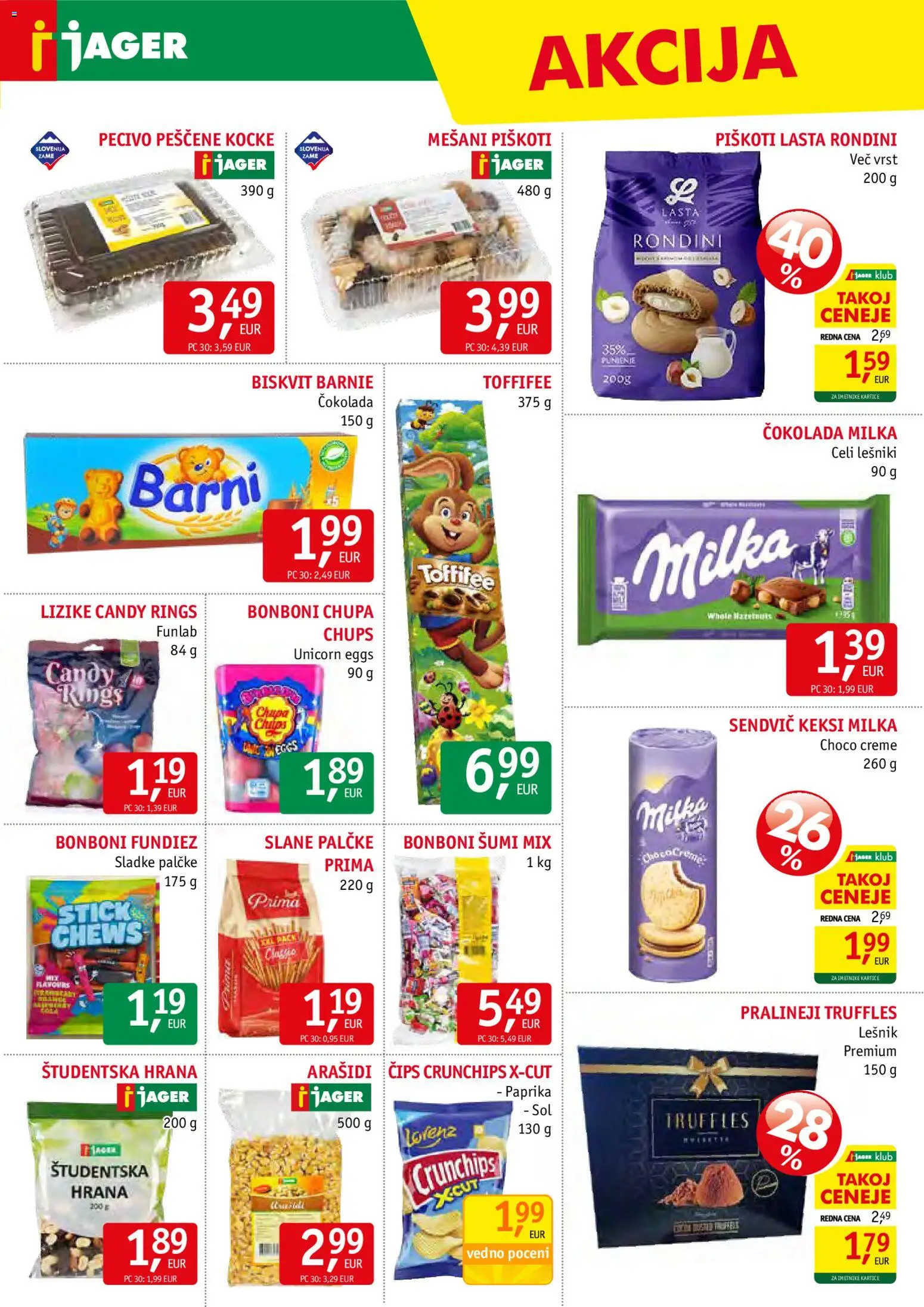 Novi Jager katalog ponudbe – veljaven od 25.02.2026 | Stran: 11 | Izdelki: Arašidi, Cokolada, Cips, Sol