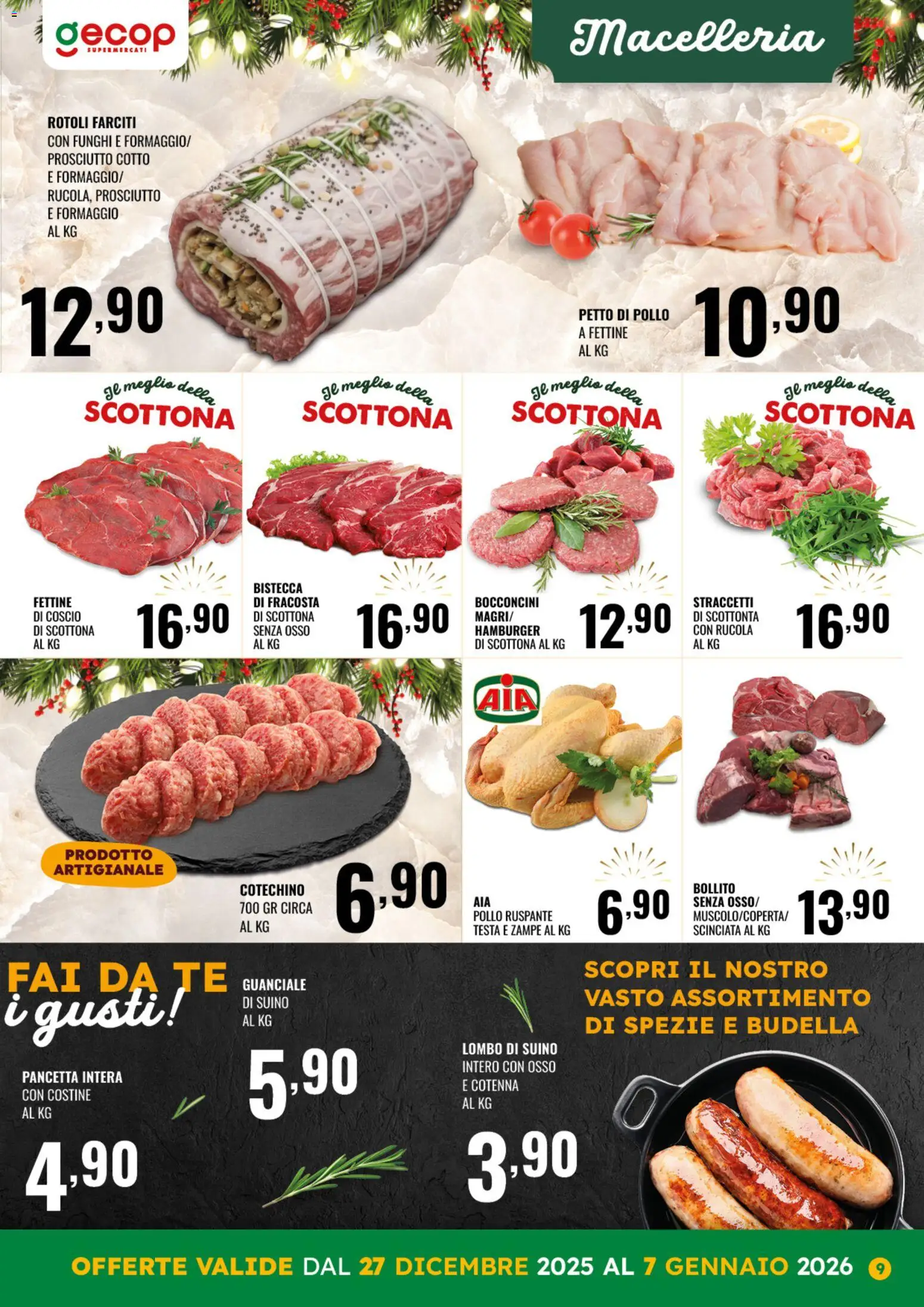 Volantino GECOP del 27.12.2025 | Pagina: 9 | Prodotti: Petto di Pollo, Prosciutto Cotto, Suino, Hamburger