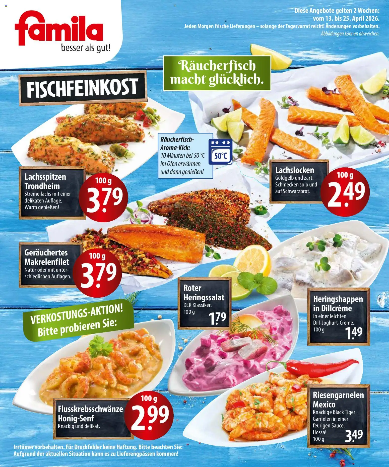 Famila Fischmarkt – gültig ab 13.04.2026 | Seite: 2 | Produkte: Ofen, Garnelen, Tiger garnelen