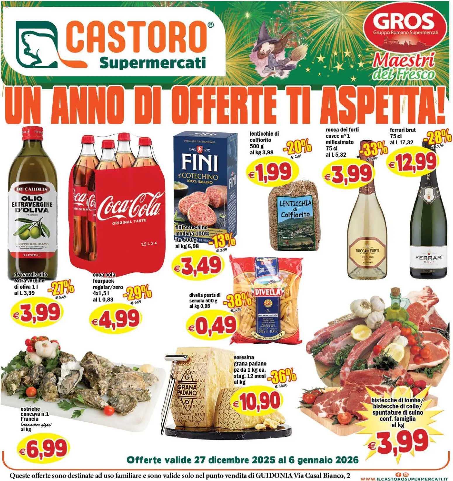 Volantino Il Castoro del 27.12.2025 | Pagina: 1 | Prodotti: Suino, Grana Padano, Penne, Cotechino