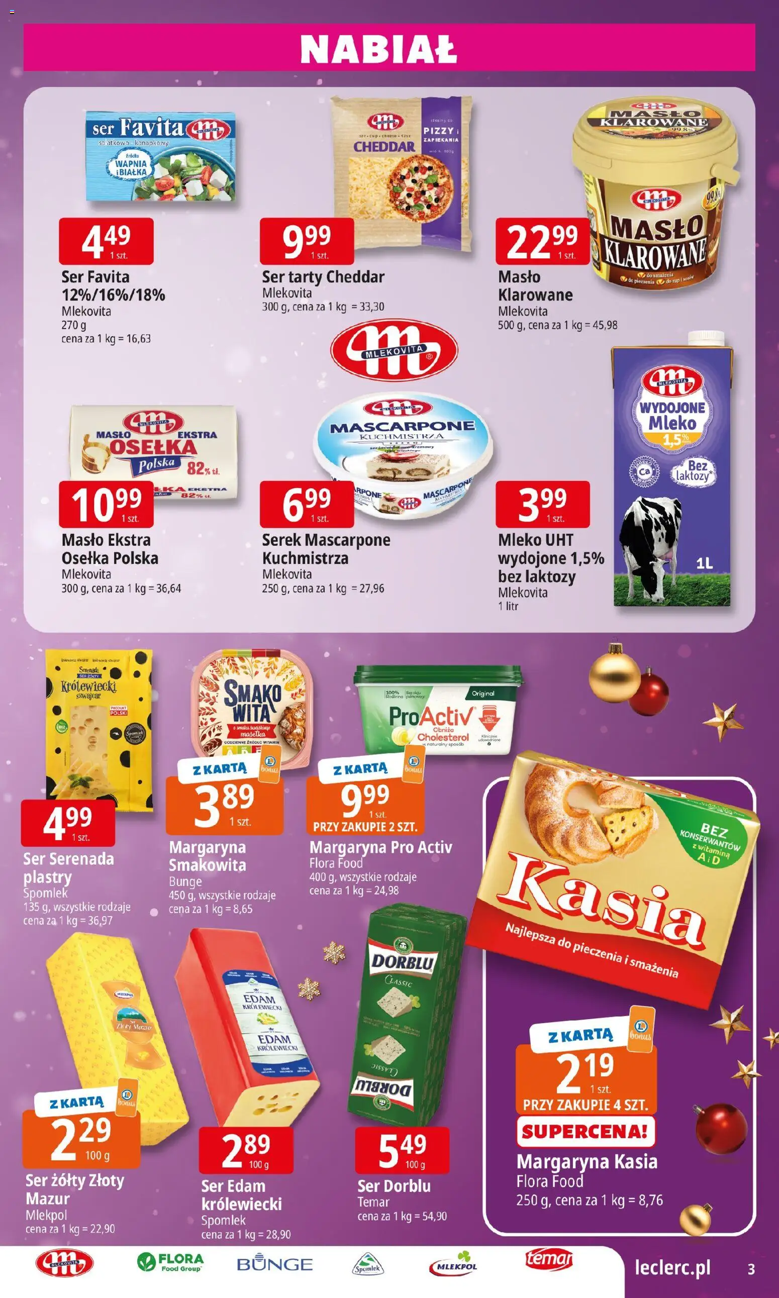 E.Leclerc Gazetka - Warszawa Jerozolimskie od 15.12.2025 | Strona: 3 | Produkty: Ser żółty, Osełka, Bez laktozy, Mascarpone