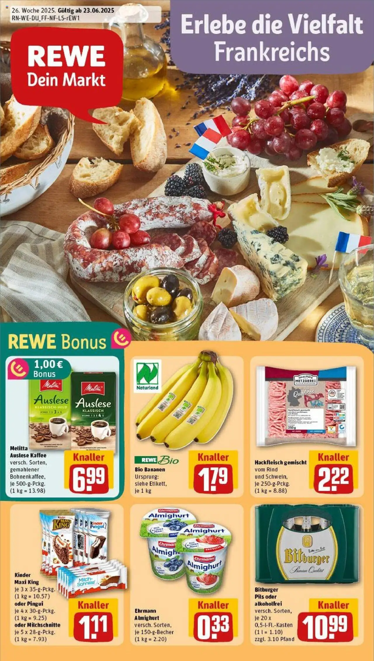 Rewe prospekt Mönchengladbach	 - gültig ab dem 22.06.2025 | Seite: 1 | Produkte: Bitburger, Melitta, Bananen, Hackfleisch