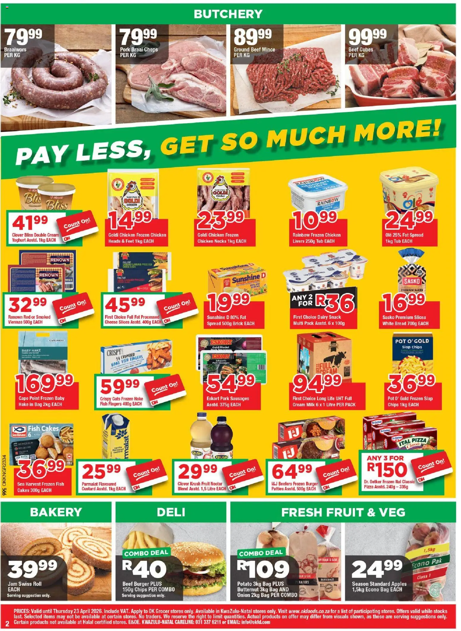 New OK Foods catalogue – valid from 15.04.2026 | Page: 2 | Products: Bag, Chicken, Beef, Chips