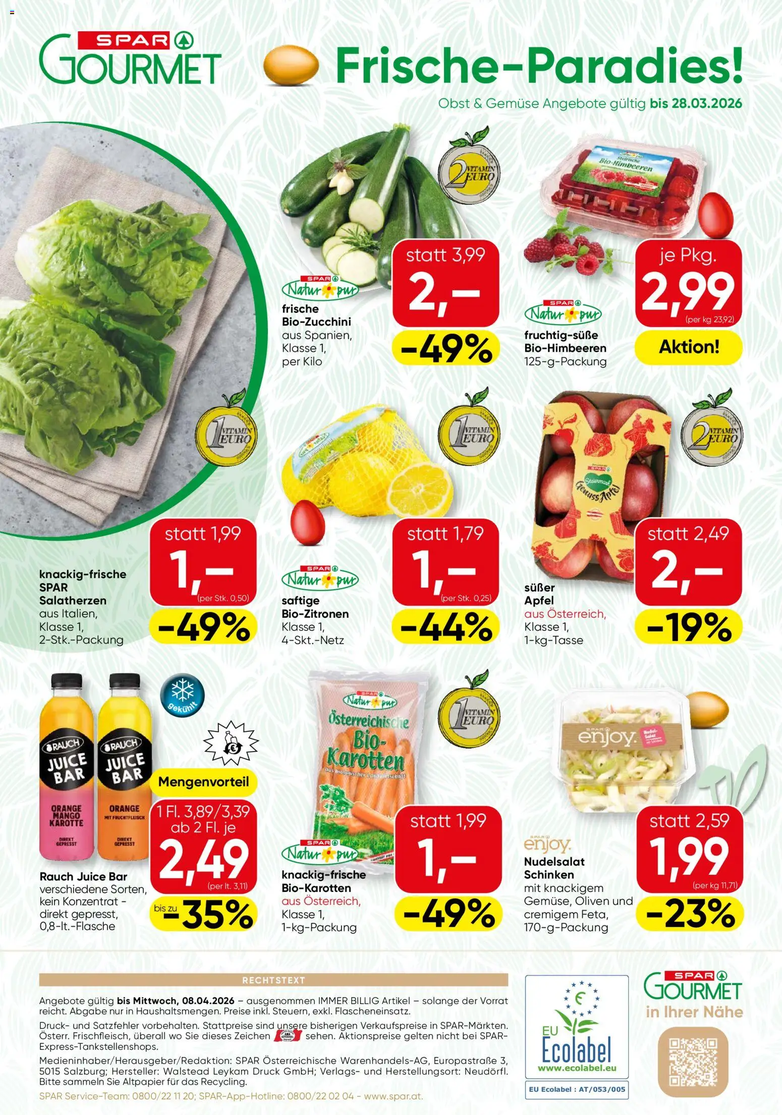SPAR Gourmet Flugblatt gültig ab 26.03.2026 | Seite: 12 | Produkte: Karotte, Mango, Schinken, Äpfel