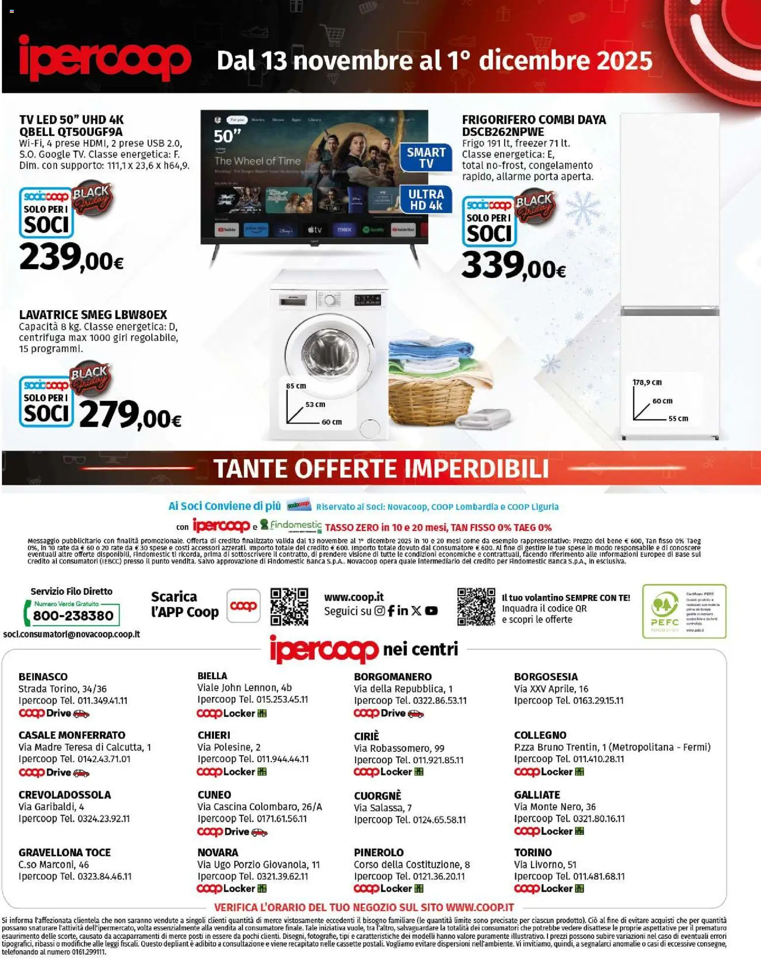 Volantino Ipercoop del 13.11.2025 | Pagina: 12 | Prodotti: Tè, Lavatrice, The, Frigorifero