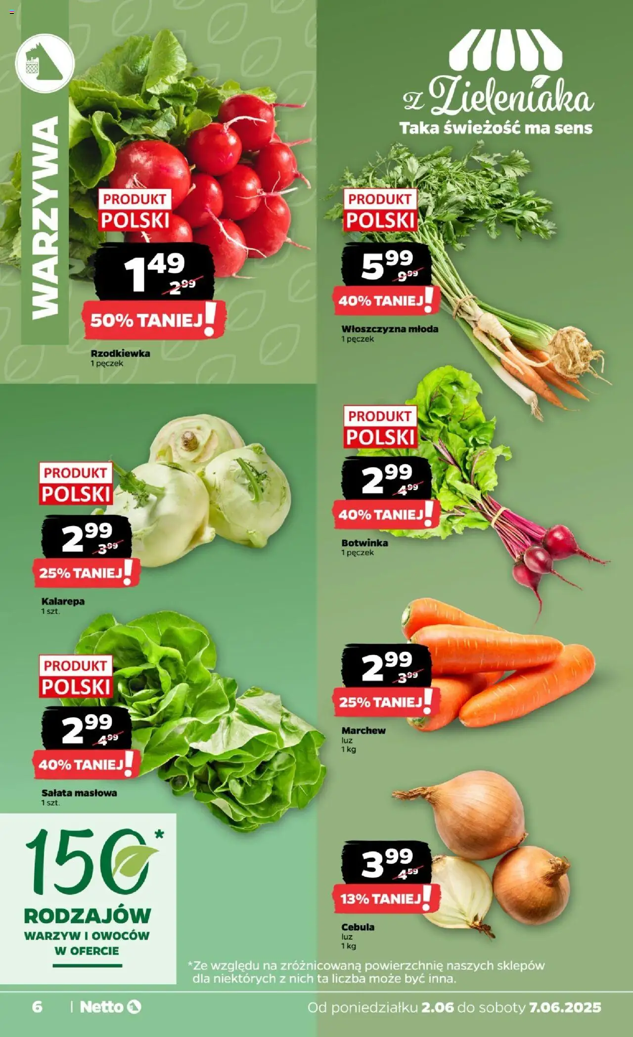 Netto gazetka - Spożywcza od 02.06.2025 | Strona: 6 | Produkty: Botwinka, Kalarepa, Warzywa