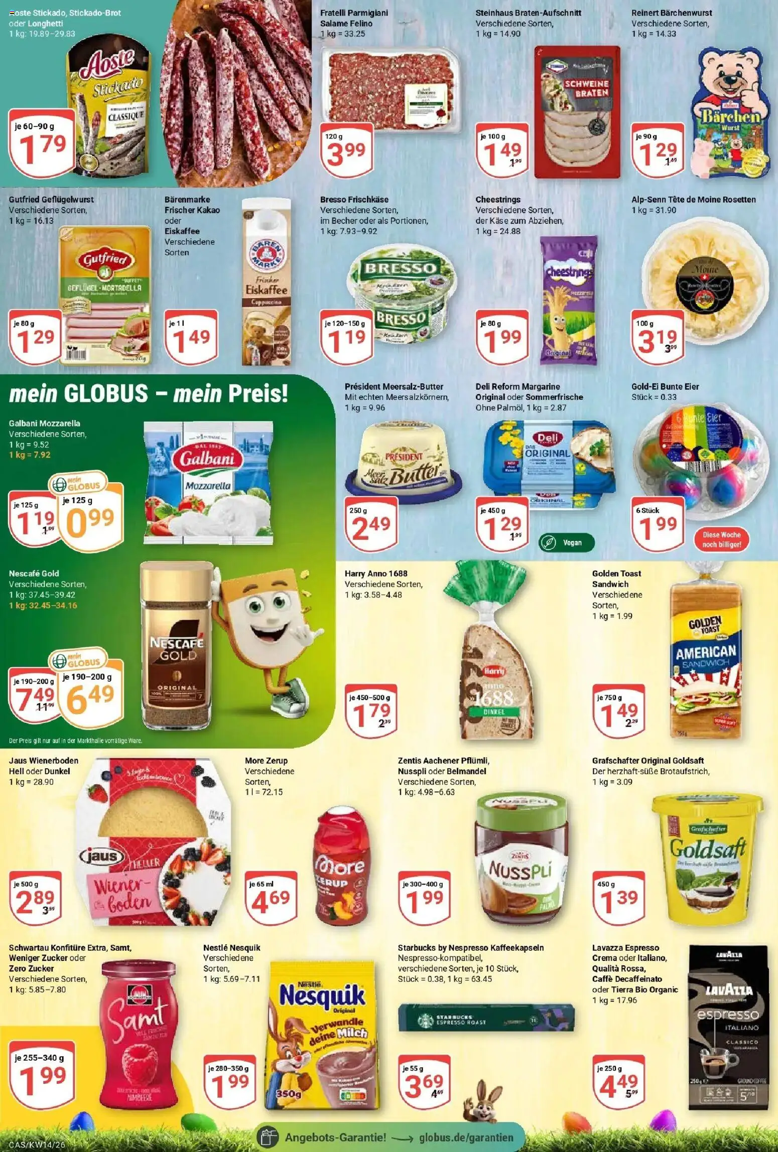 Globus prospekt Castrop-Rauxel	 – gültig ab 30.03.2026 | Seite: 17 | Produkte: Butter, Toast, Wurst, Nescafe gold