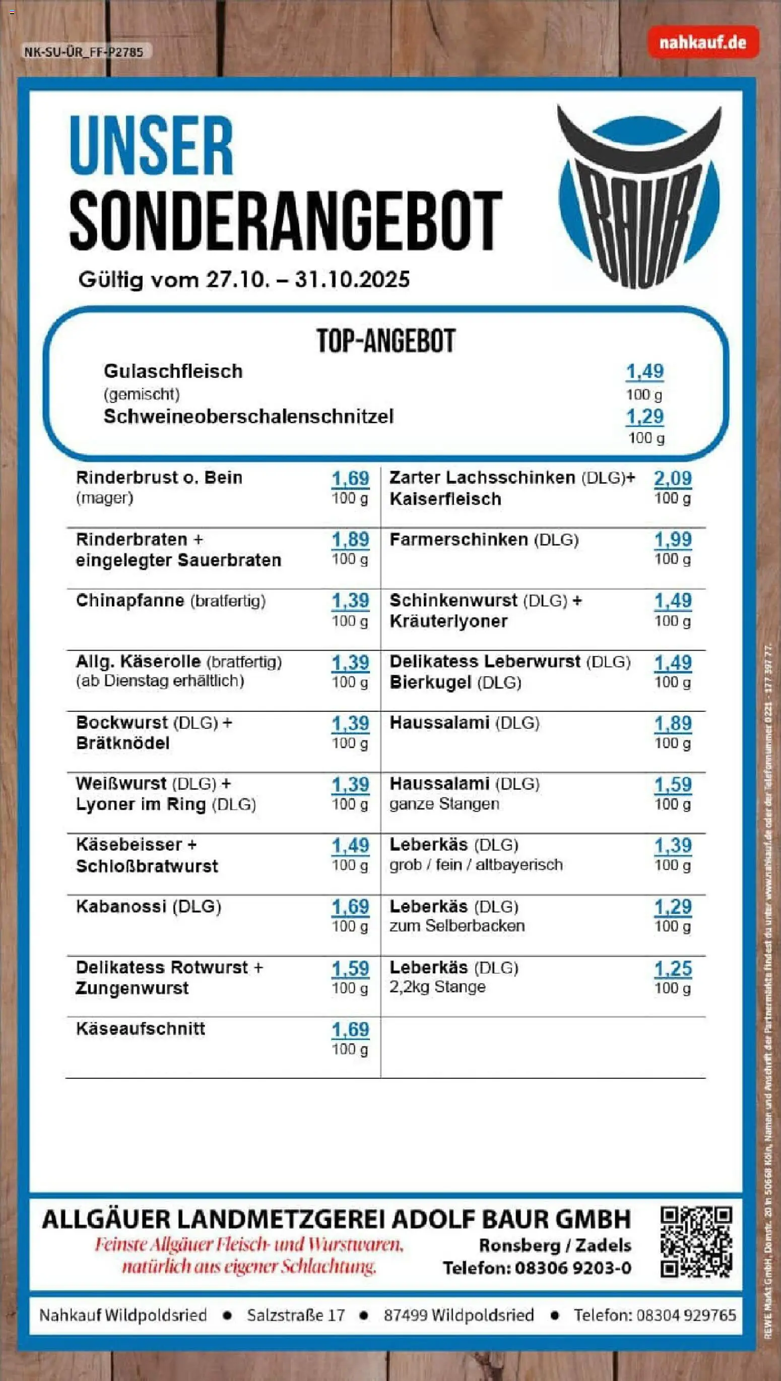 Rewe prospekt Wildpoldsried	 – gültig ab 26.10.2025 | Seite: 8 | Produkte: Bockwurst, Weißwurst, Salami, Fleisch