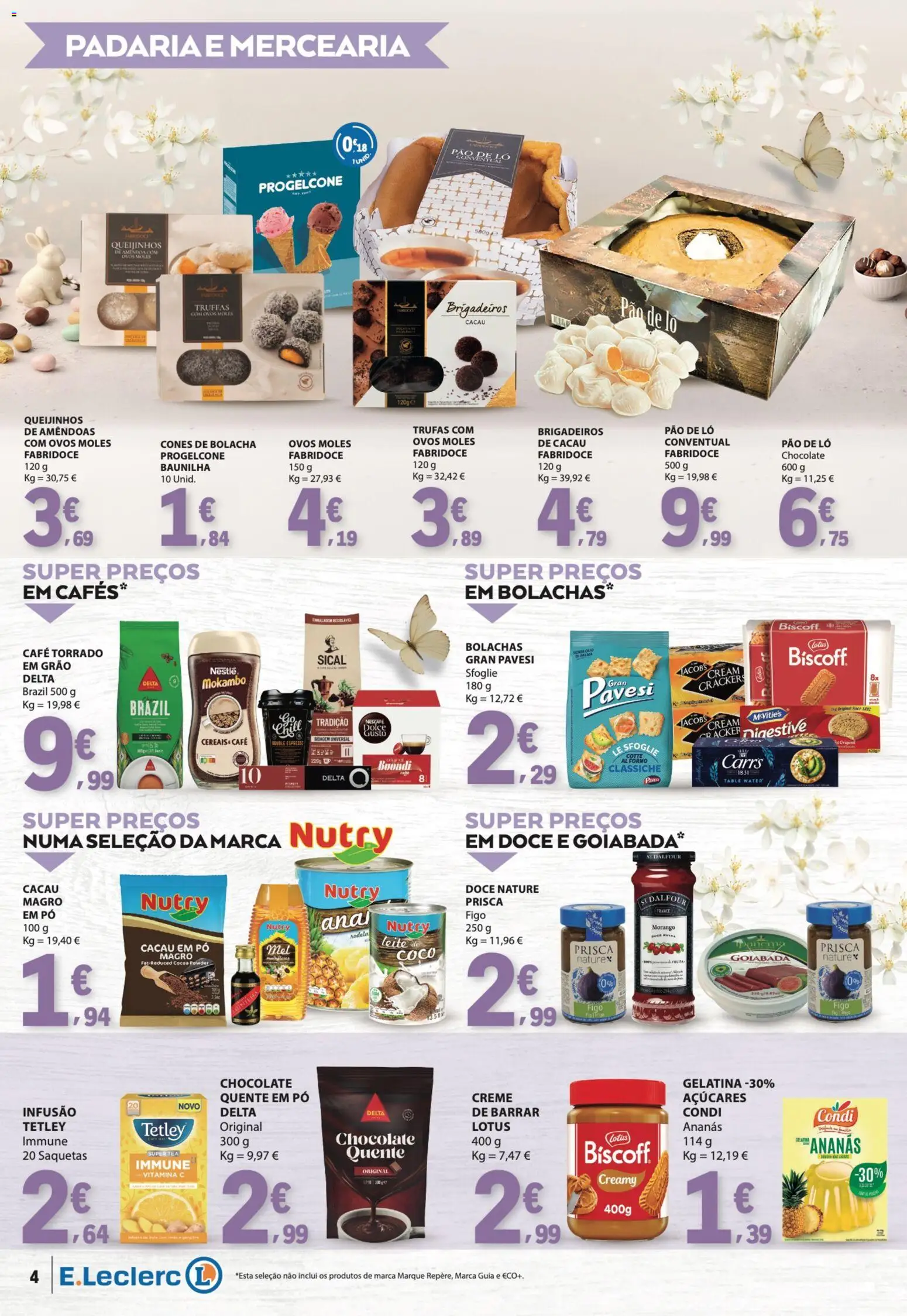 E.Leclerc Especial Páscoa │ válido de 24.03.2026 | Página: 4 | Produtos: Padaria, Bolachas, Ovos, Creme