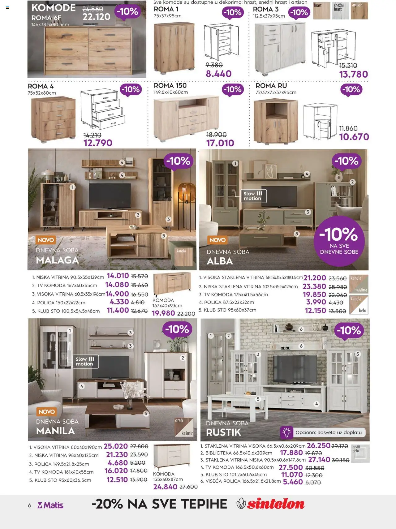 Matis katalog - važi od 01.01.2025 | Strana: 6 | Proizvode: Komoda, Tv komoda, Polica, Orah