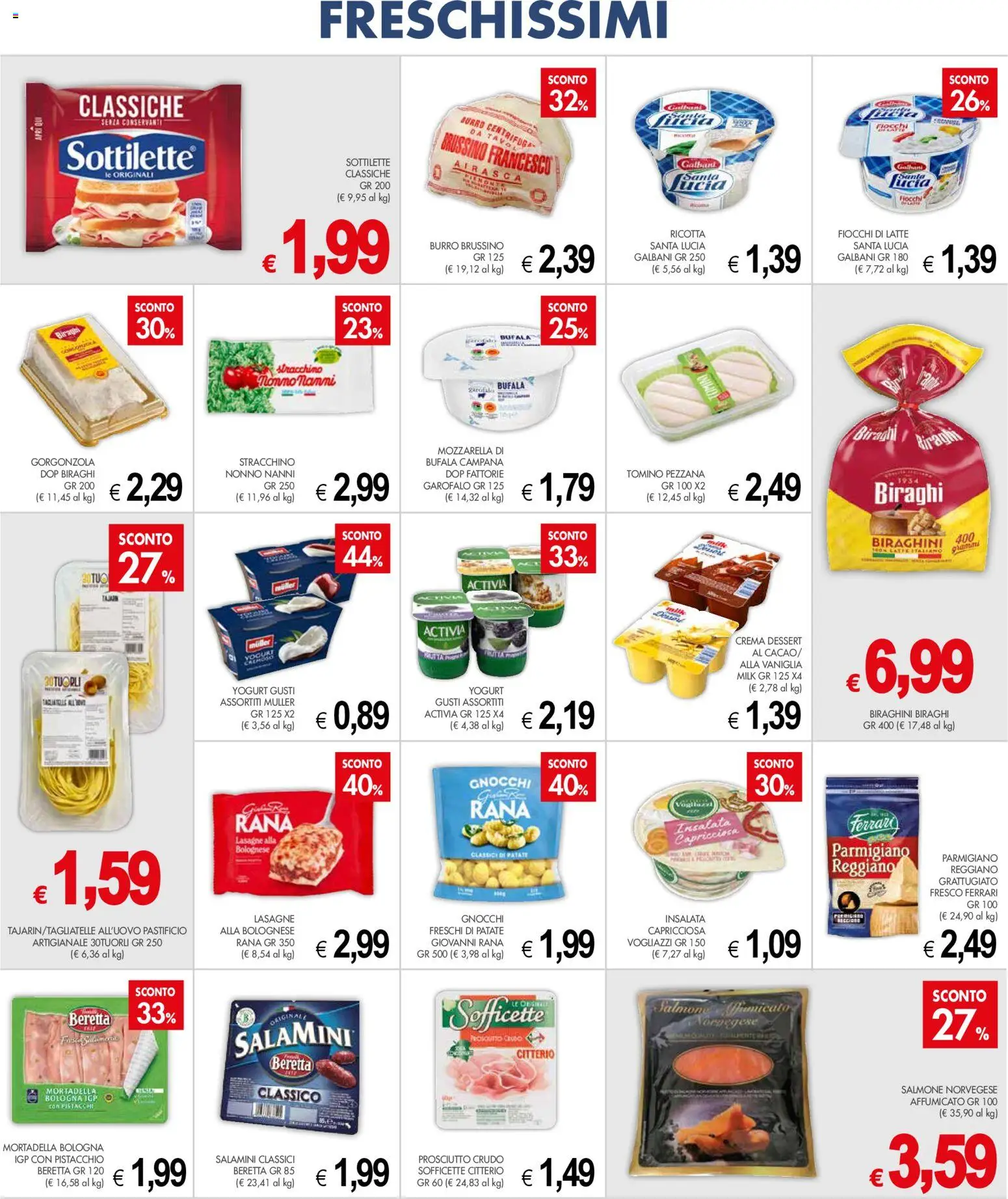 Volantino Presto Fresco del 16.02.2026 | Pagina: 5 | Prodotti: Fiocchi, Mortadella, Gnocchi, Gorgonzola
