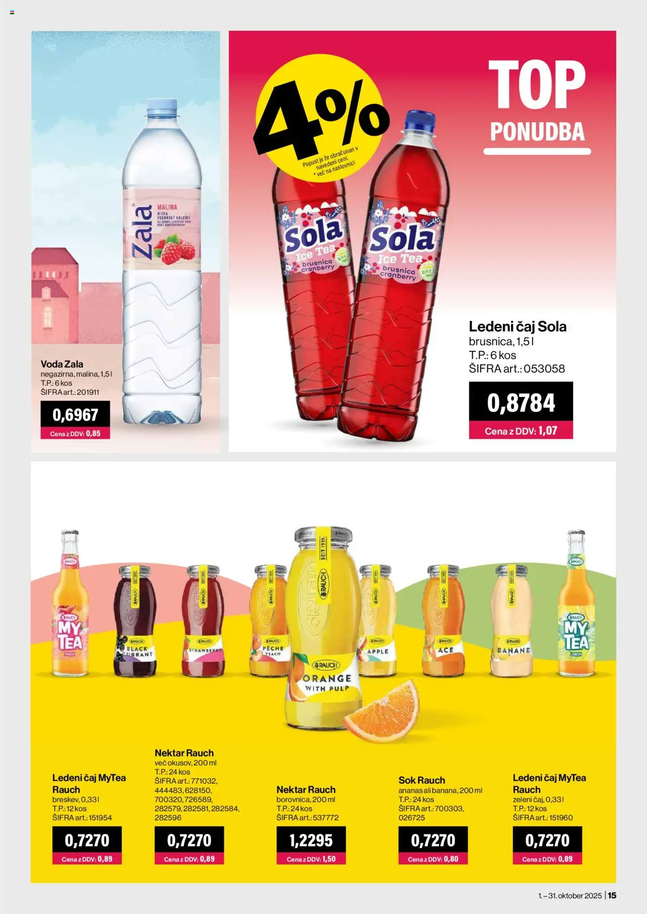 Novi Mercator katalog ponudbe – veljaven od 01.10.2025 | Stran: 15 | Izdelki: Sok, Banane, Caj, Ananas