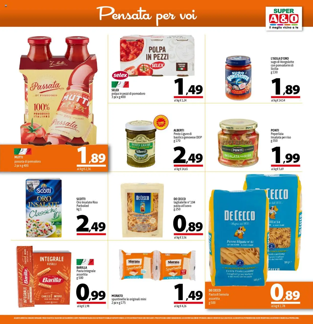 Volantino A&O del 10.07.2025 | Pagina: 9 | Prodotti: Insalata, Passata di pomodoro, Sugo, Penne