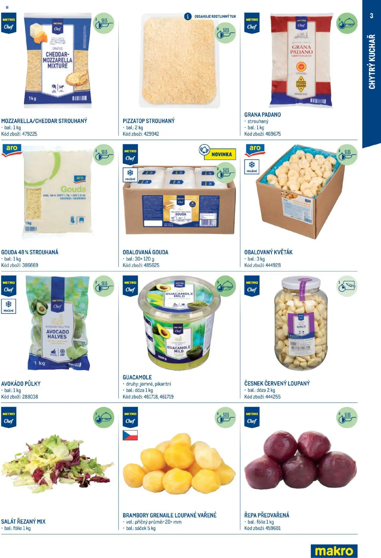 Makro leták - Letní sezona od 17.07.2025 | Strana: 3 | Produkty: Gouda, Květák, Brambory, Mozzarella