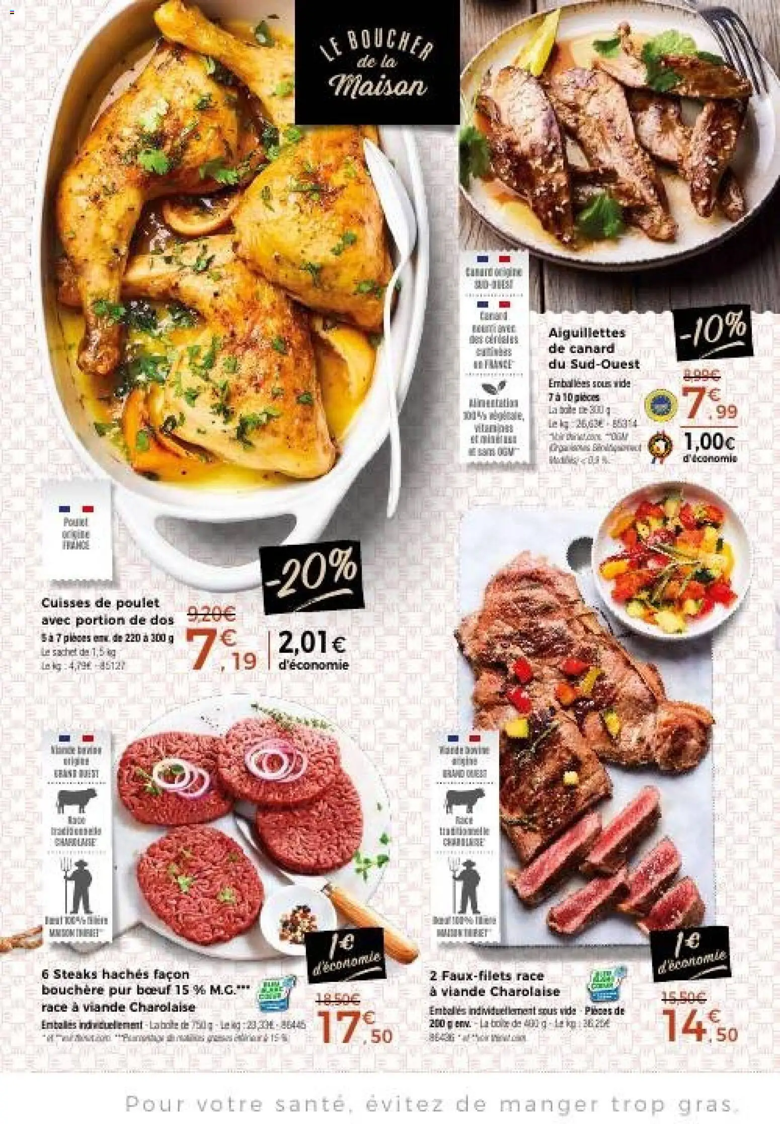 {H1} | Page: 10 | Produits: Cuisses de poulet, Steaks hachés façon, Viande