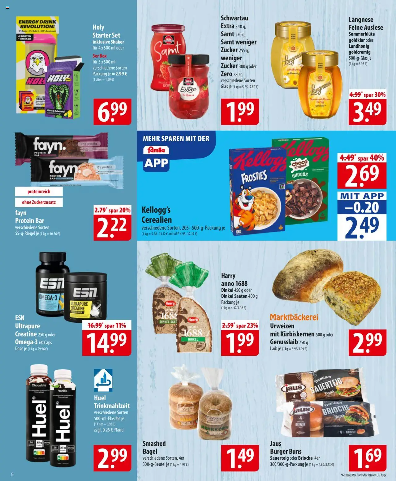 Famila Prospekt 	 – gültig ab 27.10.2025 | Seite: 8 | Produkte: Energy, Box, Burger, Zucker