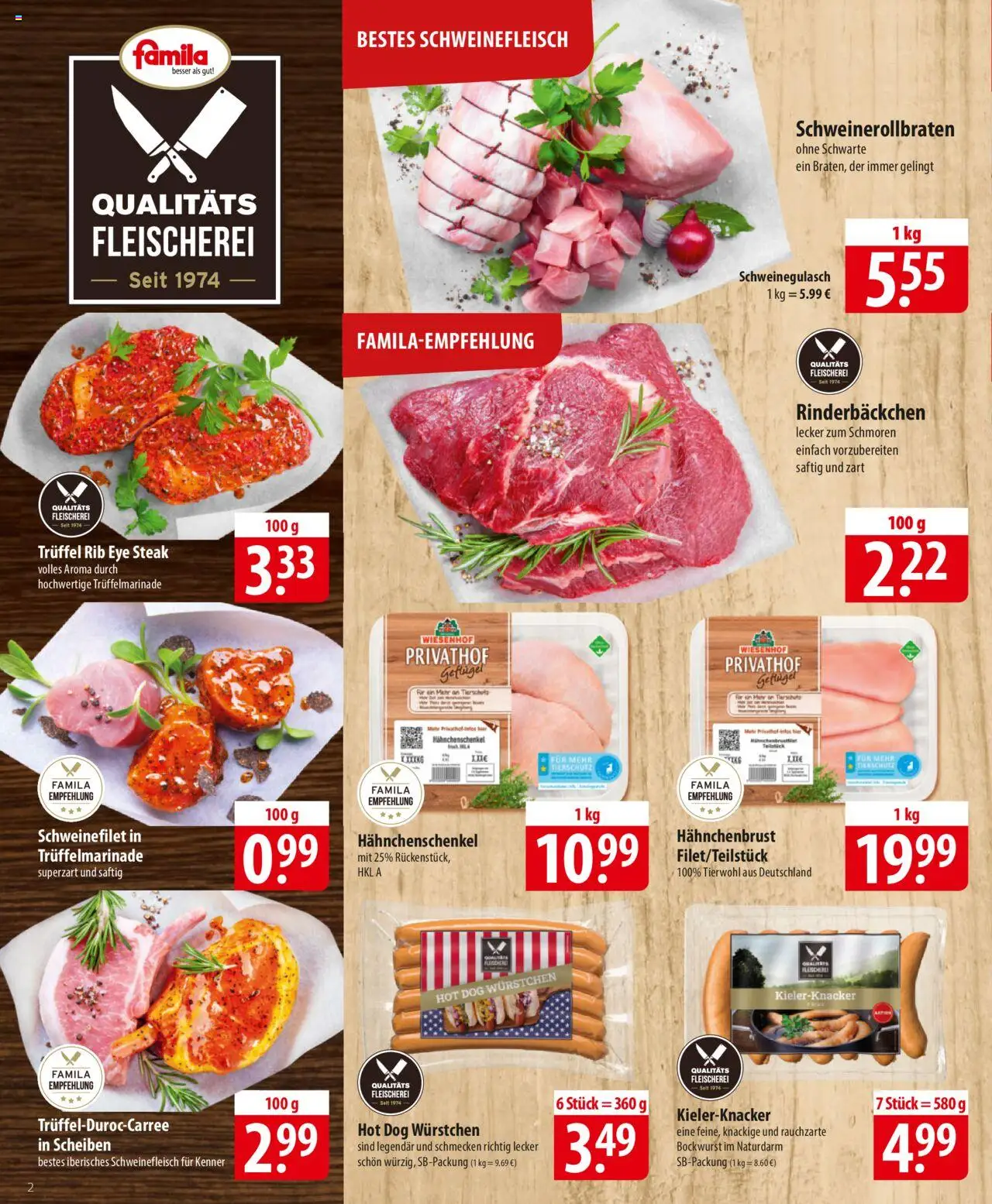 Famila Prospekt 	 – gültig ab 27.10.2025 | Seite: 2 | Produkte: Bockwurst, Bier, Schweinefilet, Schweinefleisch