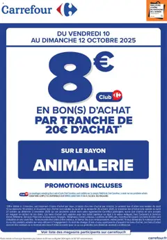 Carrefour - Prévisualisation de Carrefour Opération bon(s) d’achat animalerie valide à partir de 10.10.2025