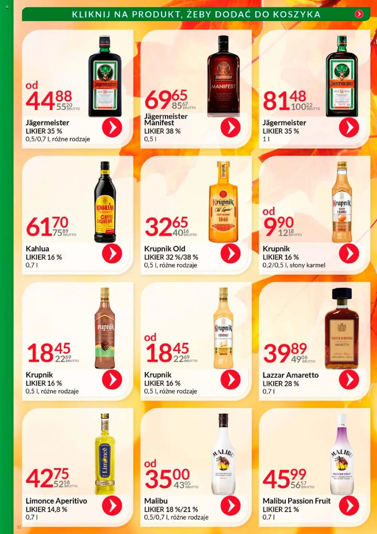 Eurocash Gazetka - Katalog Alkoholowy od 01.10.2025 | Strona: 32 | Produkty: Jagermeister, Amaretto, Kahlua