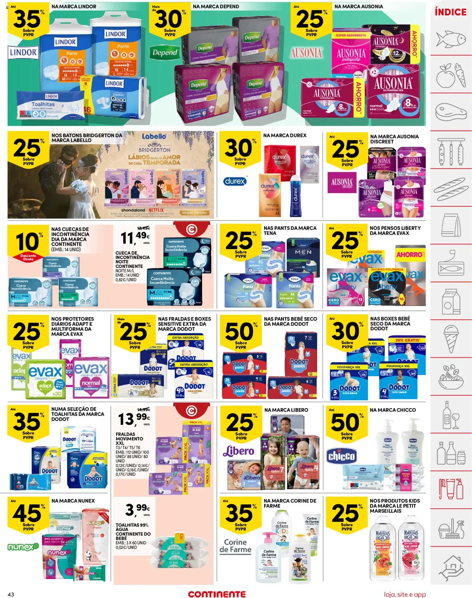 Continente folheto │ válido de 07.04.2026 | Página: 43 | Produtos: Agua, Roupa interior, Creme, Cuecas