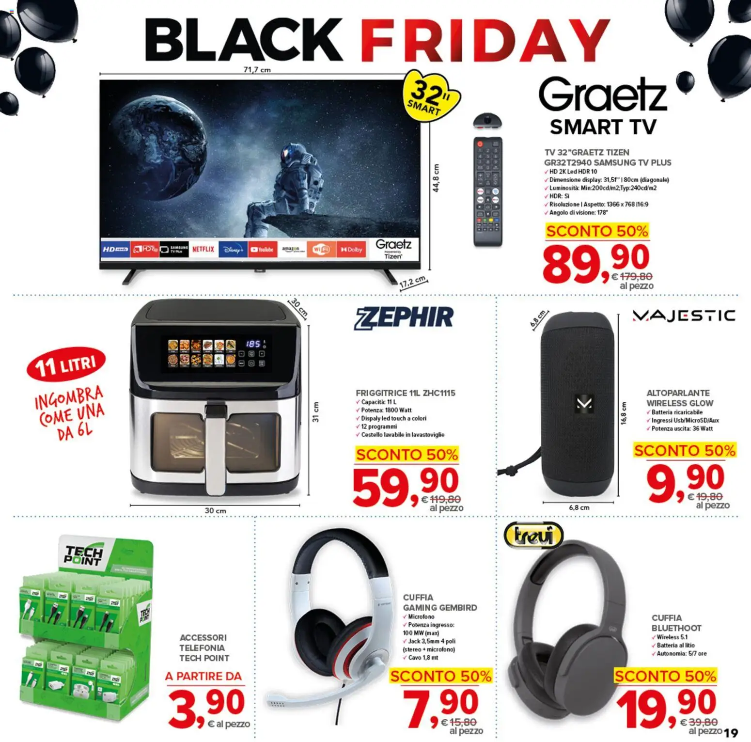 Volantino Todis del 27.11.2025 | Pagina: 19 | Prodotti: smart TV, Lavastoviglie, Microfono, Batteria