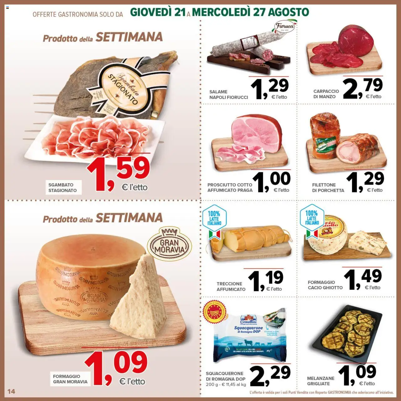 Volantino Todis del 21.08.2025 | Pagina: 14 | Prodotti: Porchetta, Salame, Manzo, Latte