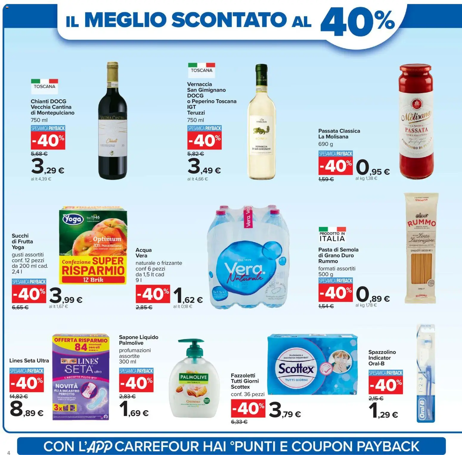 Volantino Carrefour del 02.01.2026 | Pagina: 4 | Prodotti: Sapone, Spazzolino, Fazzoletti, Acqua