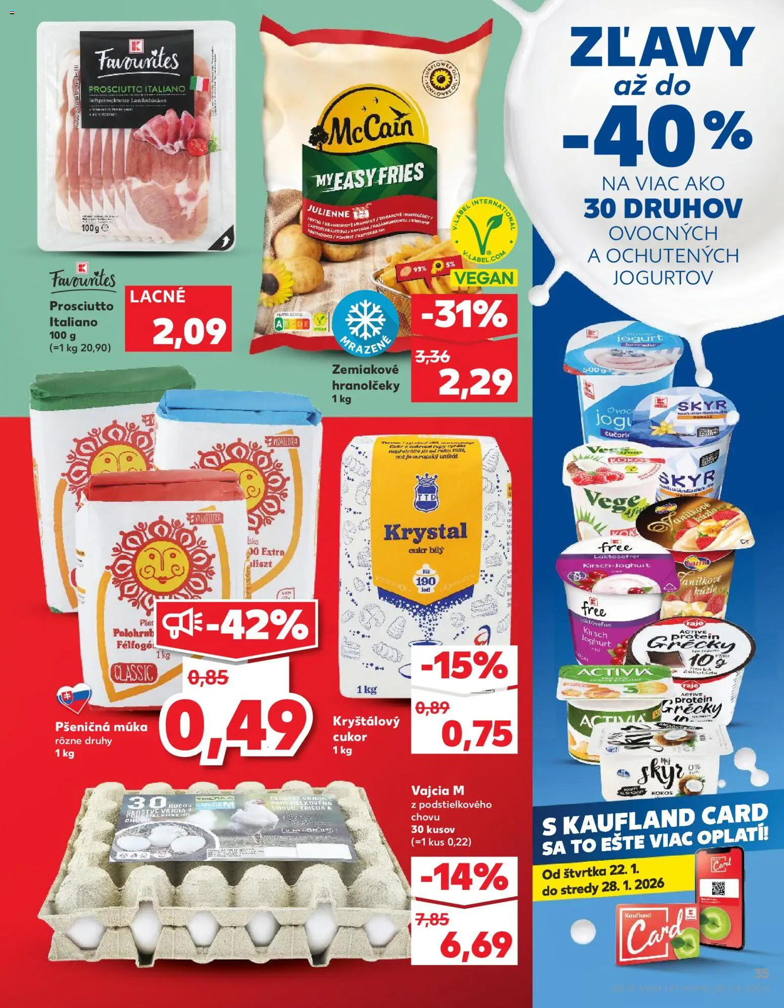 Kaufland SK akciós ujság - amely érvényes a következő dátumtól: 22.01.2026 | Oldal: 35 | Termékek: Joghurt, Tea, Vegán, Cukor