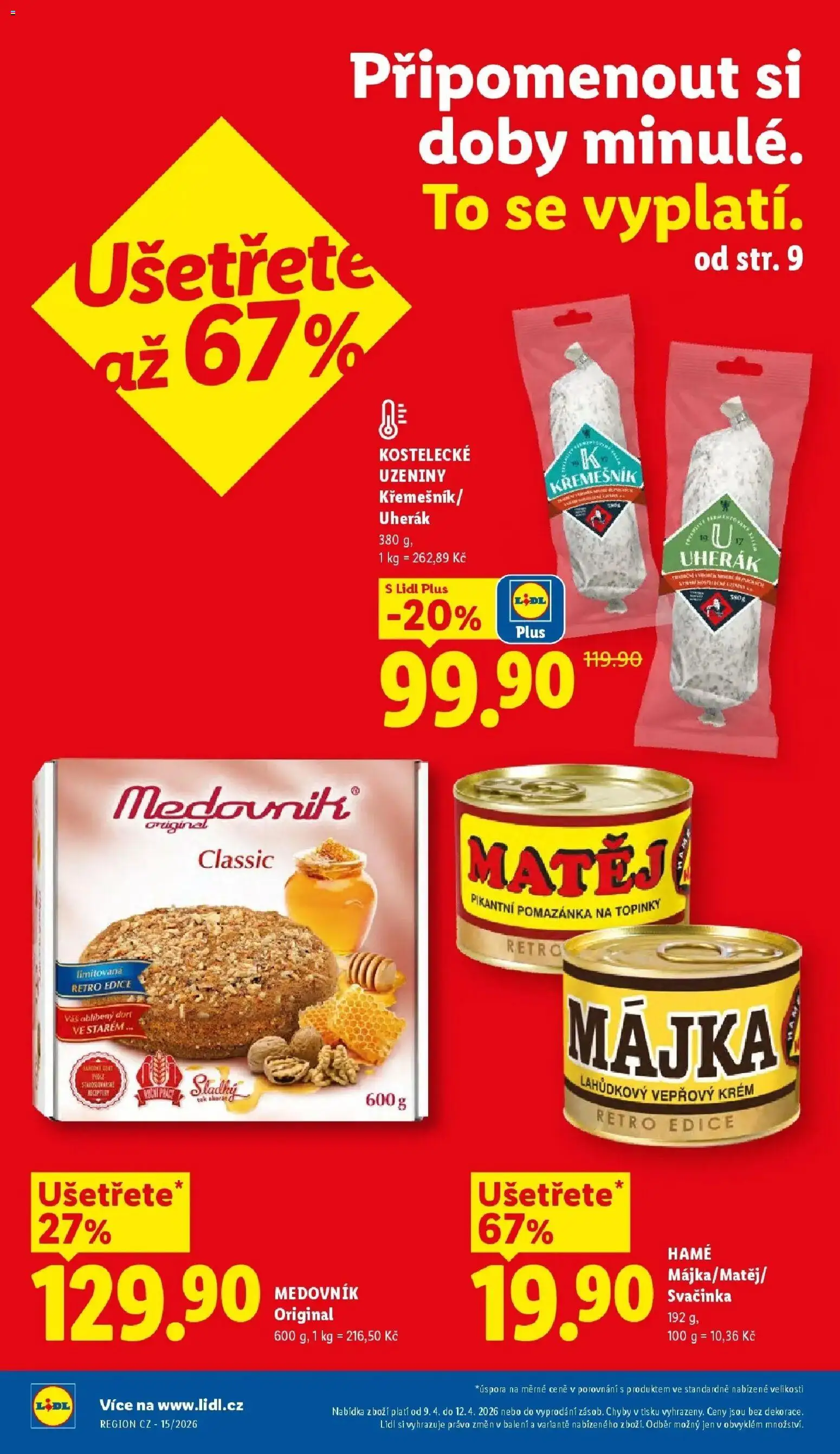 Lidl aktuální leták od 09.04.2026 | Strana: 2 | Produkty: Krém, Uzeniny, Pomazánka, Dort