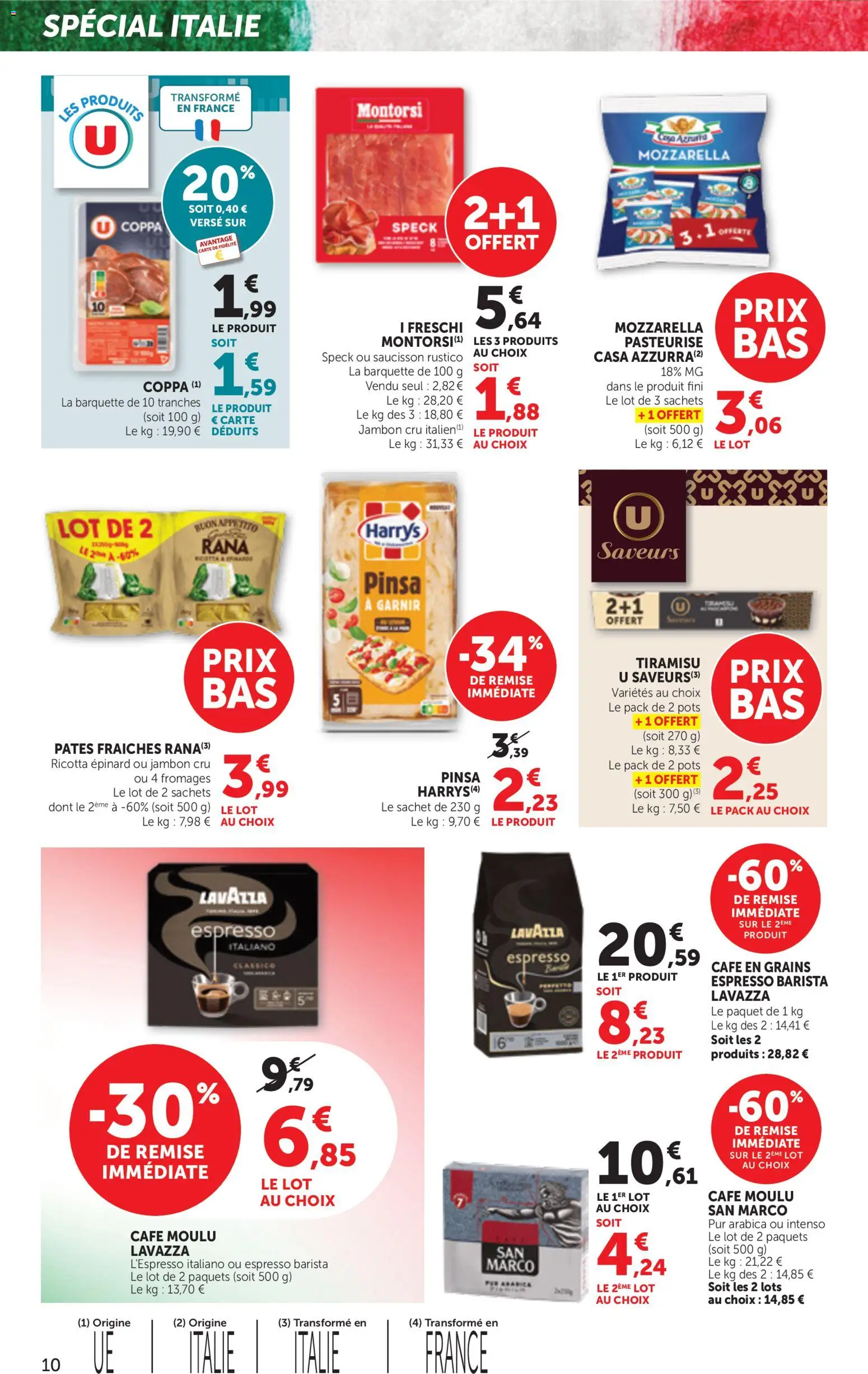 {H1} | Page: 10 | Produits: Pinsa, Café en grains, Café, Jambon