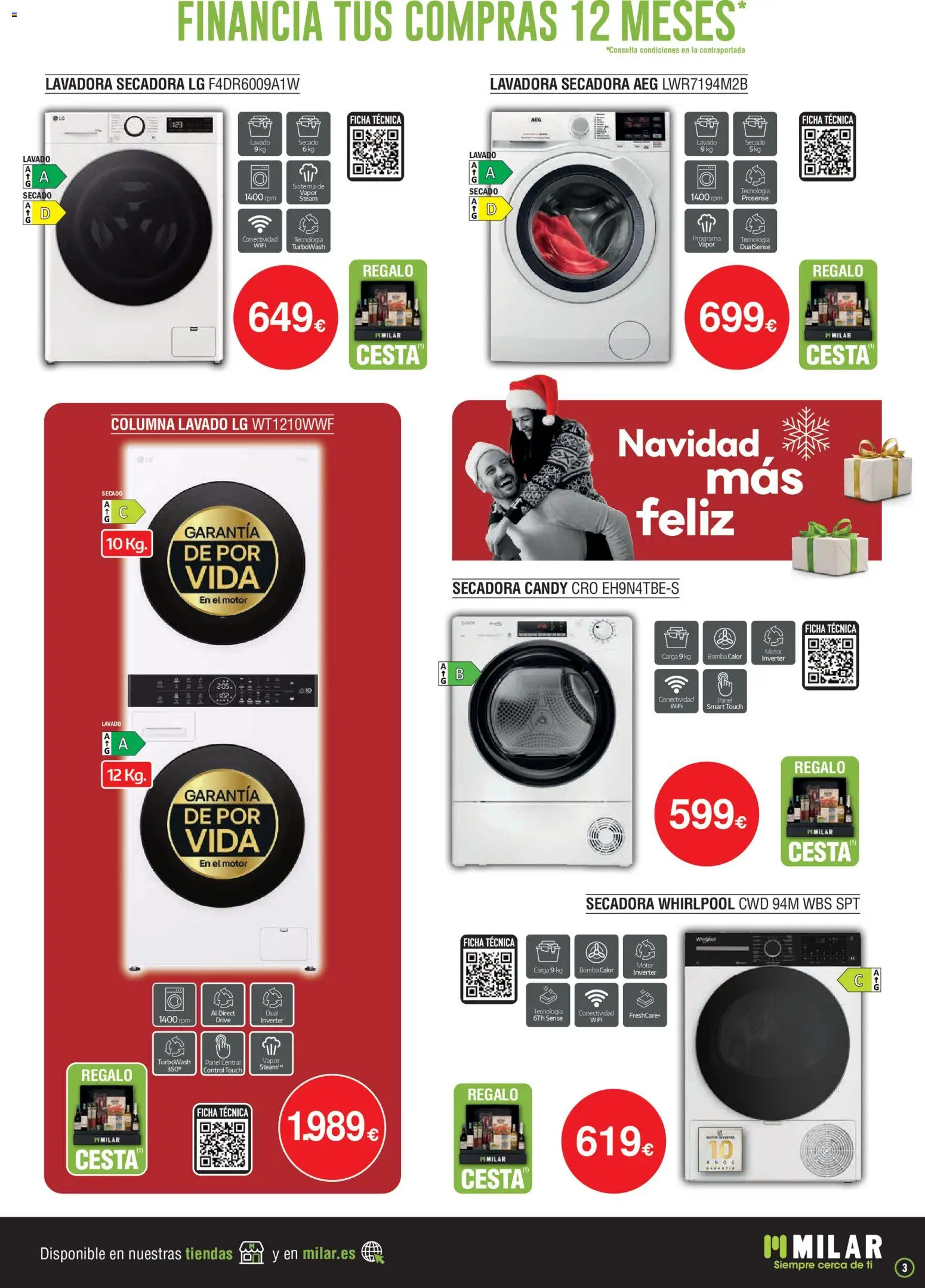 Milar folleto │ válido desde el 01.12.2025 | Página: 3 | Productos: Lavadora, Secadora, Cesta