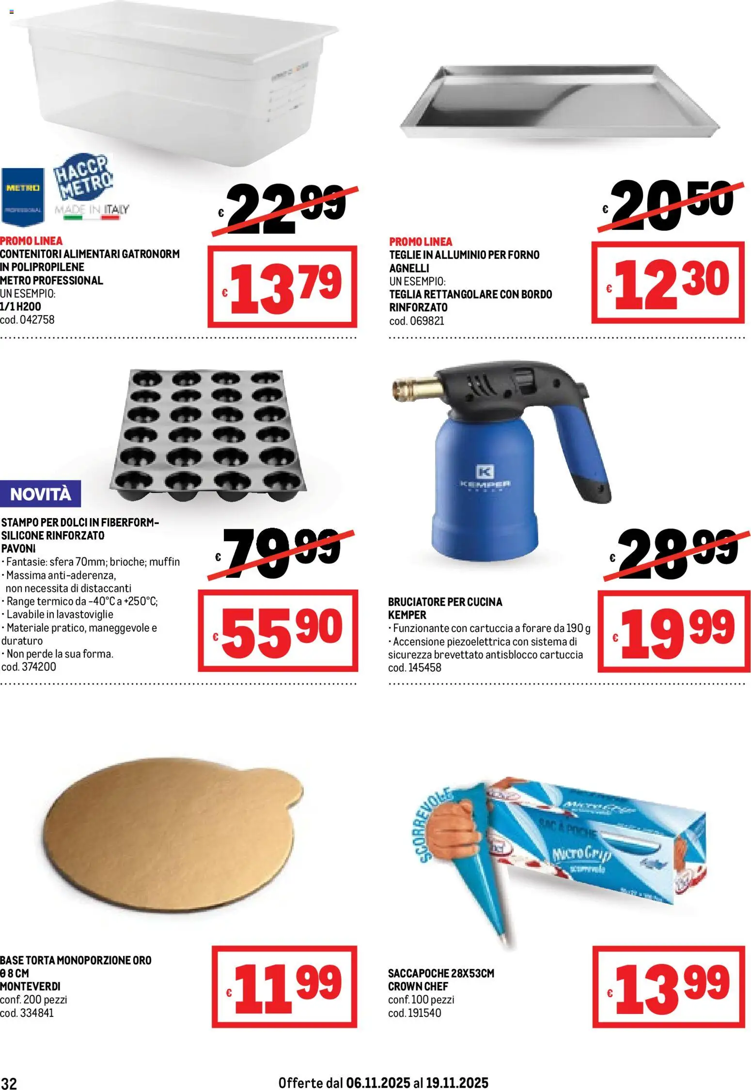 Volantino Metro del 06.11.2025 | Pagina: 32 | Prodotti: Lavastoviglie, Muffin, Forno, Alluminio