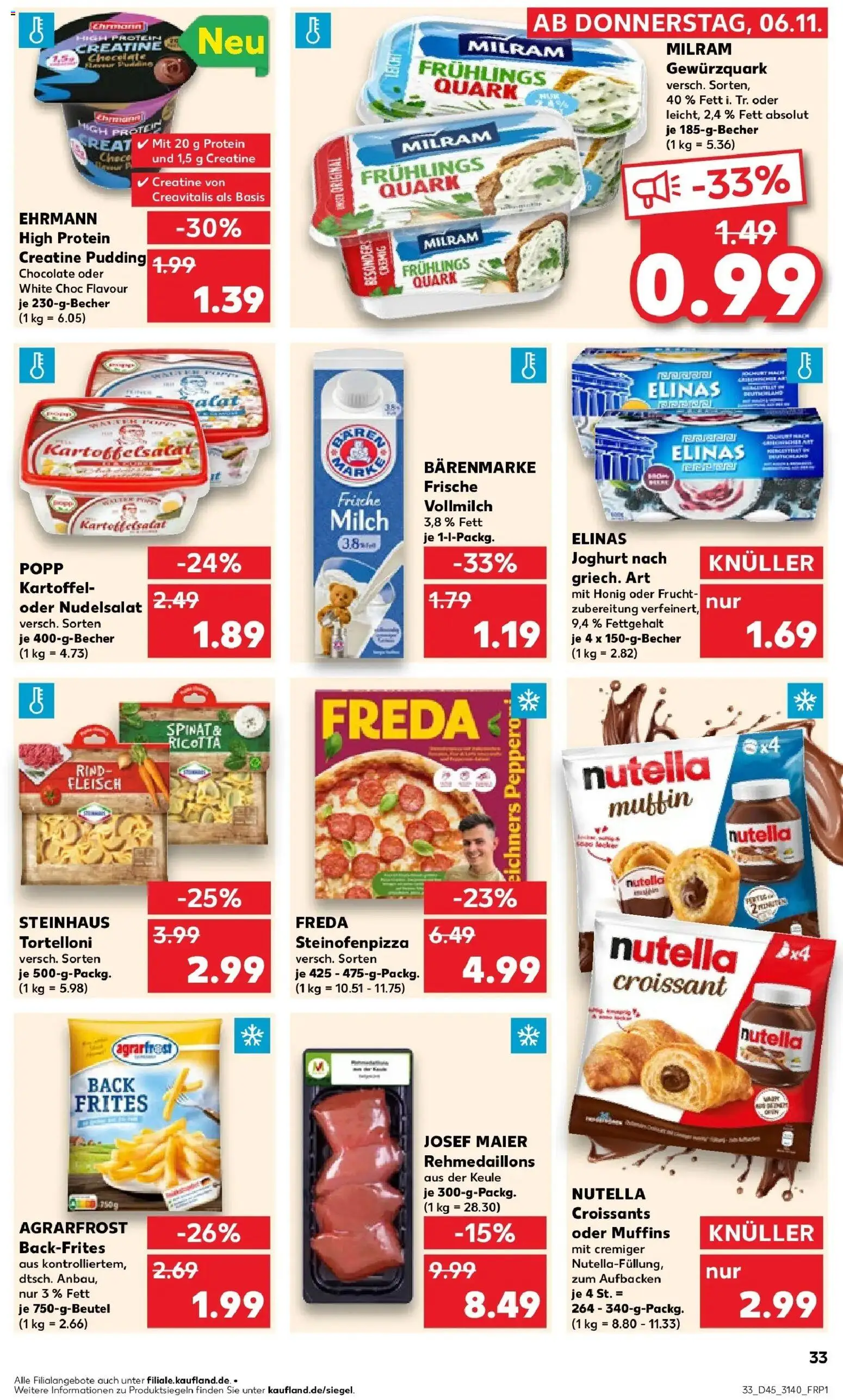 Kaufland prospekt Taucha	 – gültig ab 10.11.2025 | Seite: 33 | Produkte: Milch, Joghurt, Pudding, Pizza