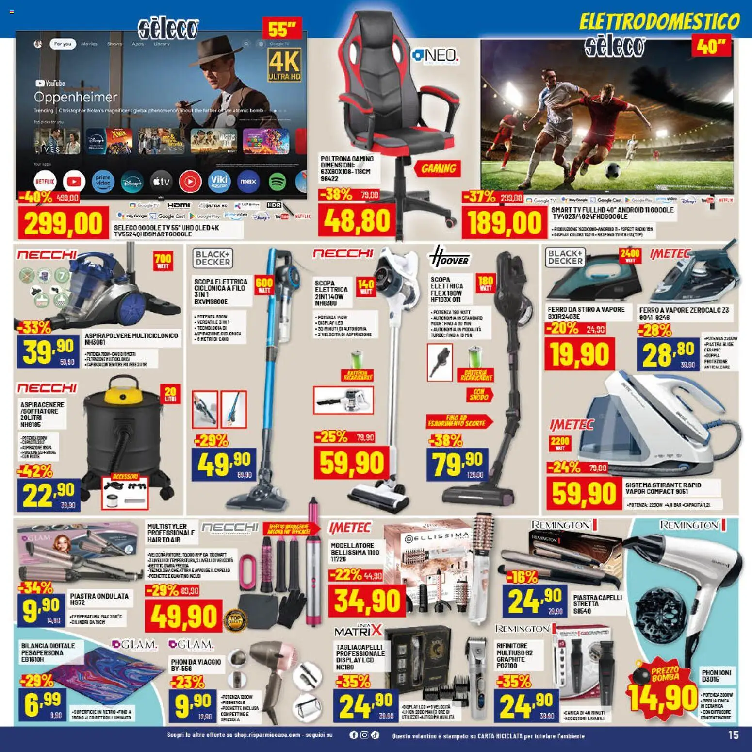 Volantino RisparmioCasa del 07.01.2026 | Pagina: 15 | Prodotti: Spazzola, Aspiracenere, Scopa, Aspirapolvere