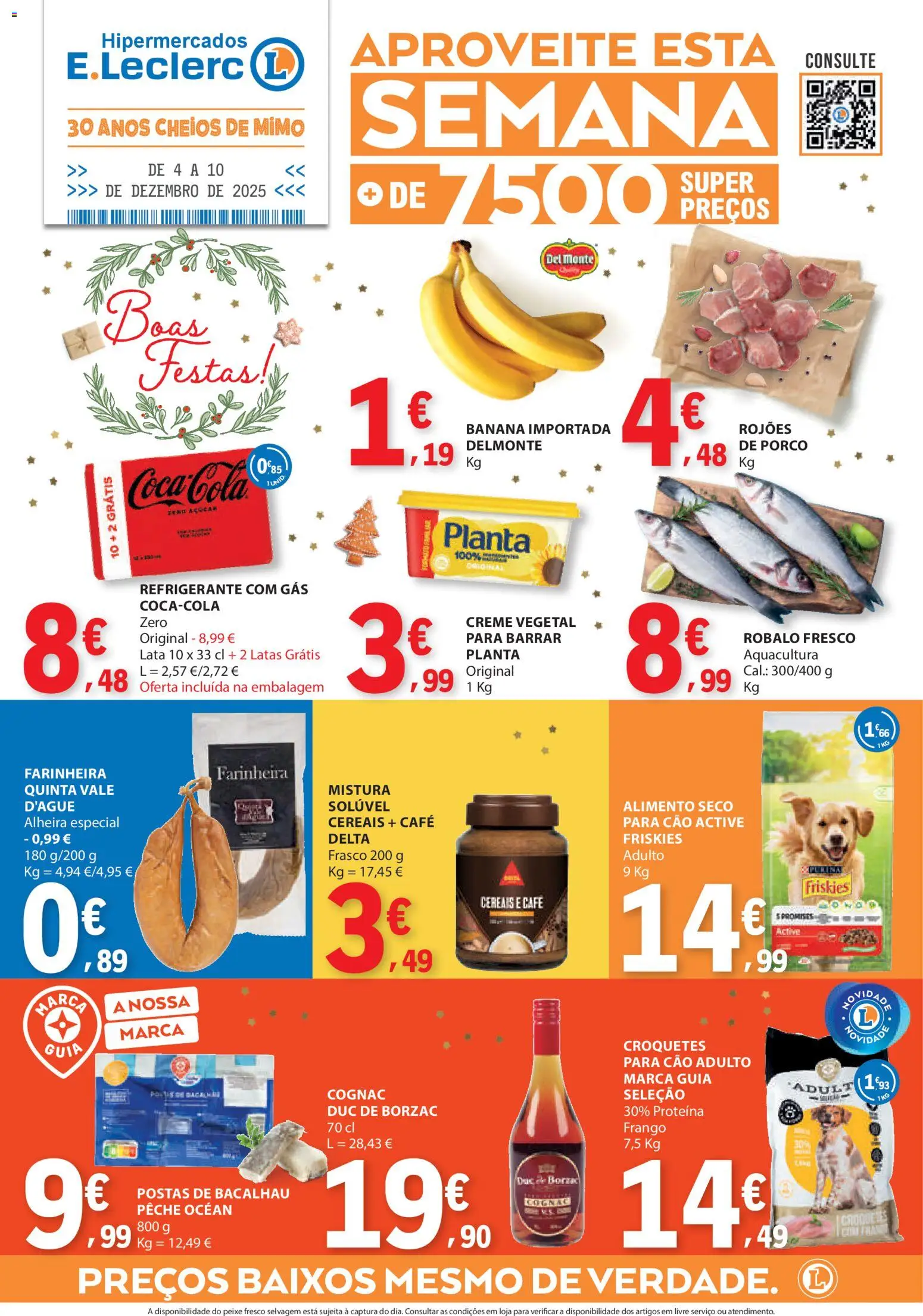 E.Leclerc folheto │ válido de 04.12.2025 | Página: 1 | Produtos: Banana, Frango, Café, Proteina