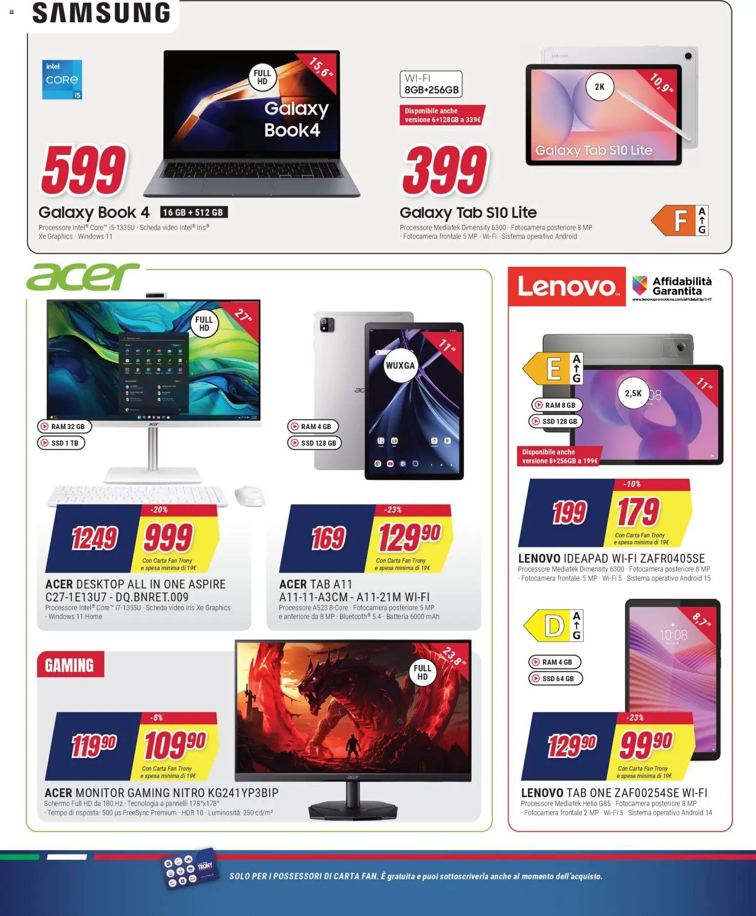 Volantino Trony del 27.12.2025 | Pagina: 13 | Prodotti: Schermo, Monitor, Fotocamera, Fan