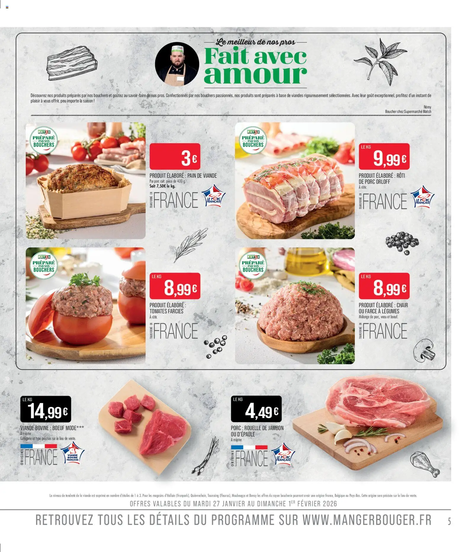 {H1} | Page: 5 | Produits: Base, Jambon, Porc, Viande bovine