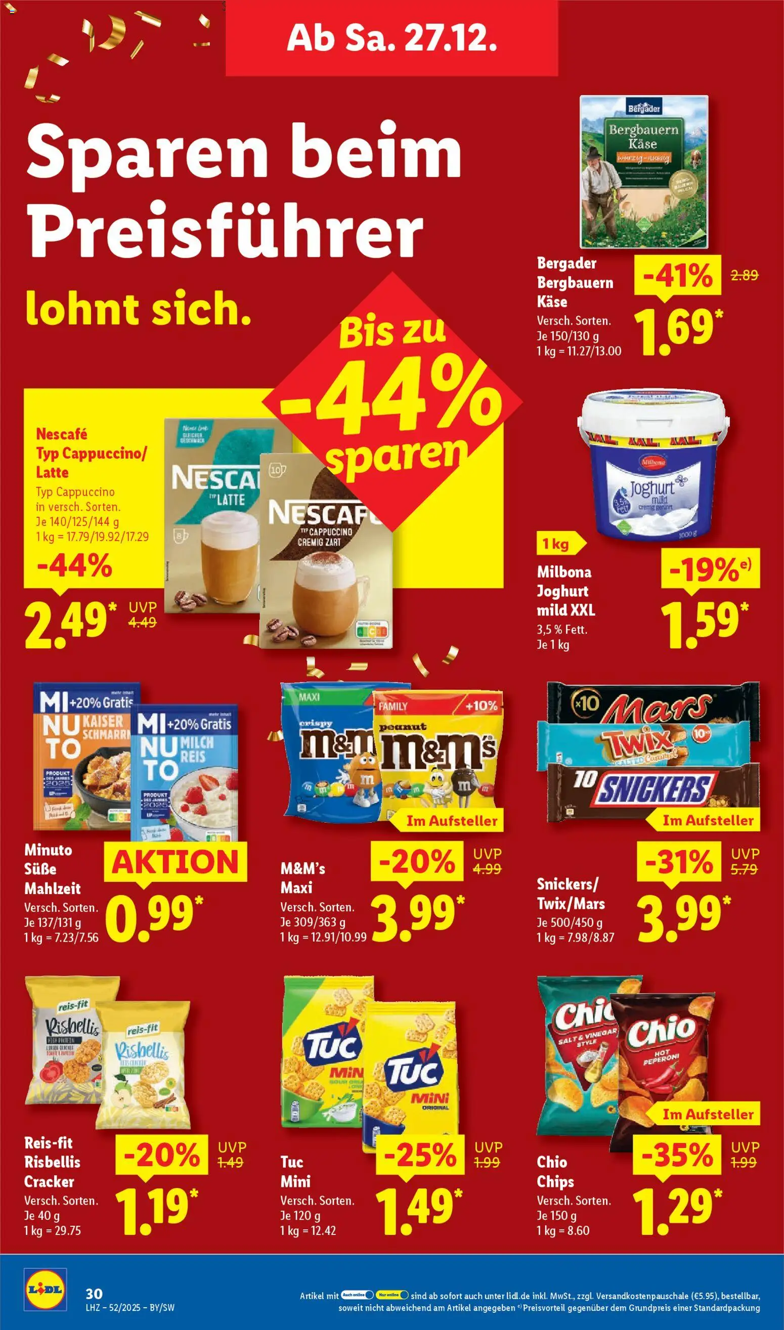 Lidl Prospekt Kornwestheim – gültig ab 22.12.2025 | Seite: 50 | Produkte: Nescafe, Milch, Snickers, Twix