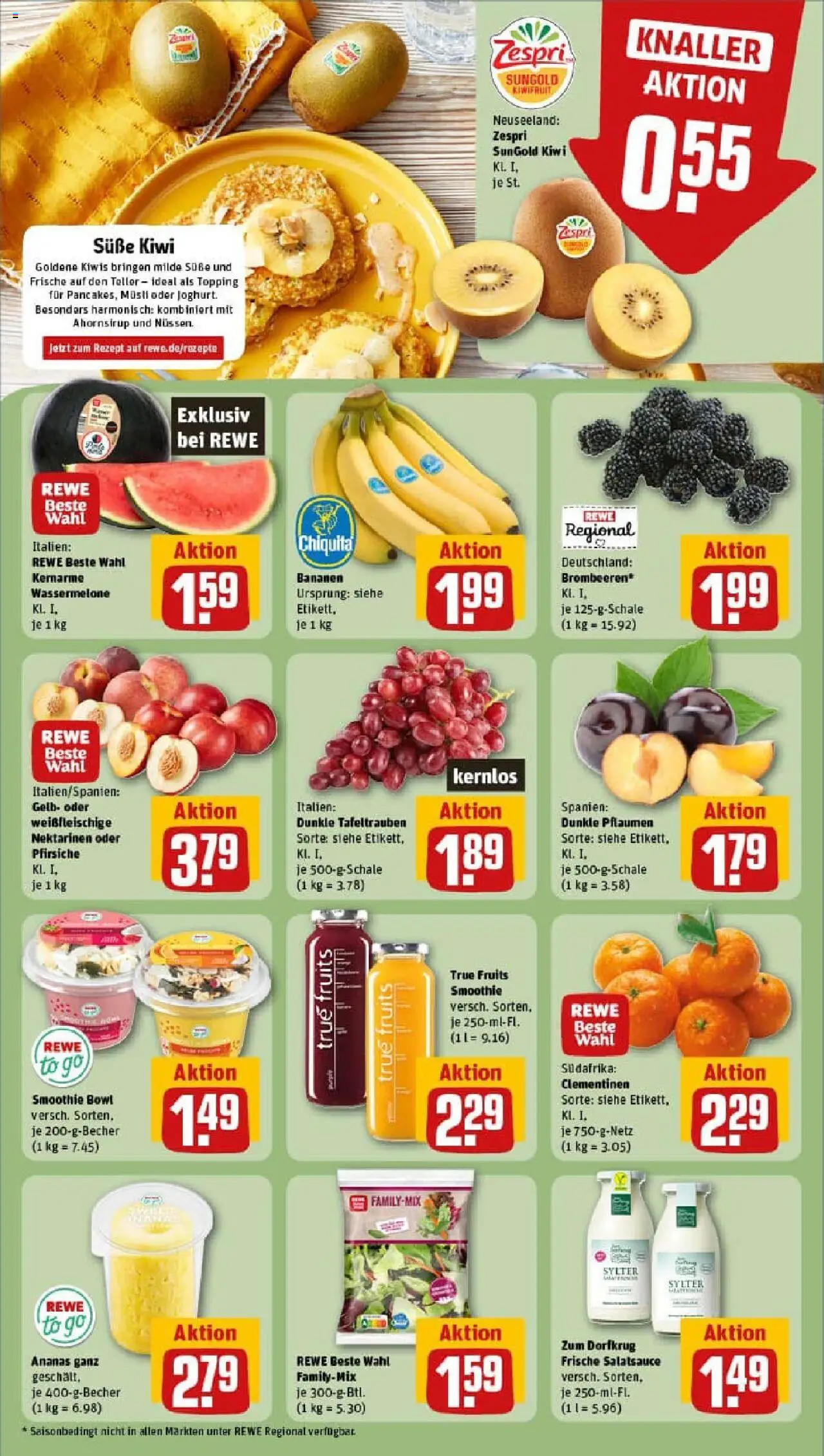Rewe prospekt Ulm / Donaustetten	 - gültig ab dem 06.07.2025 | Seite: 6 | Produkte: Pflaumen, Nektarinen, Bananen, Wassermelone