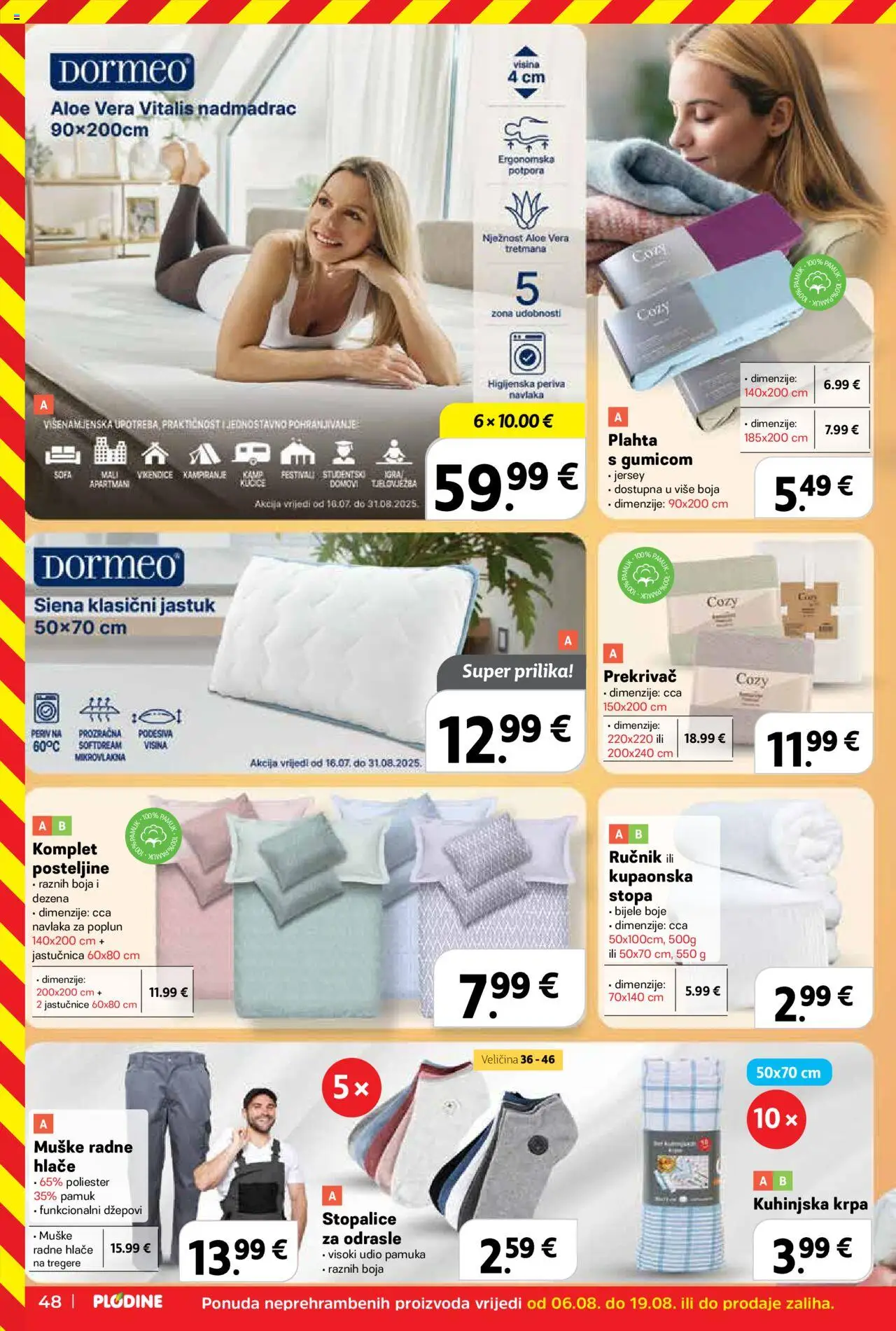 Plodine katalog | vrijedi od 13.08.2025 | Stranica: 48 | Proizvodi: Jastuk, Krpa, Hlače, Plahta