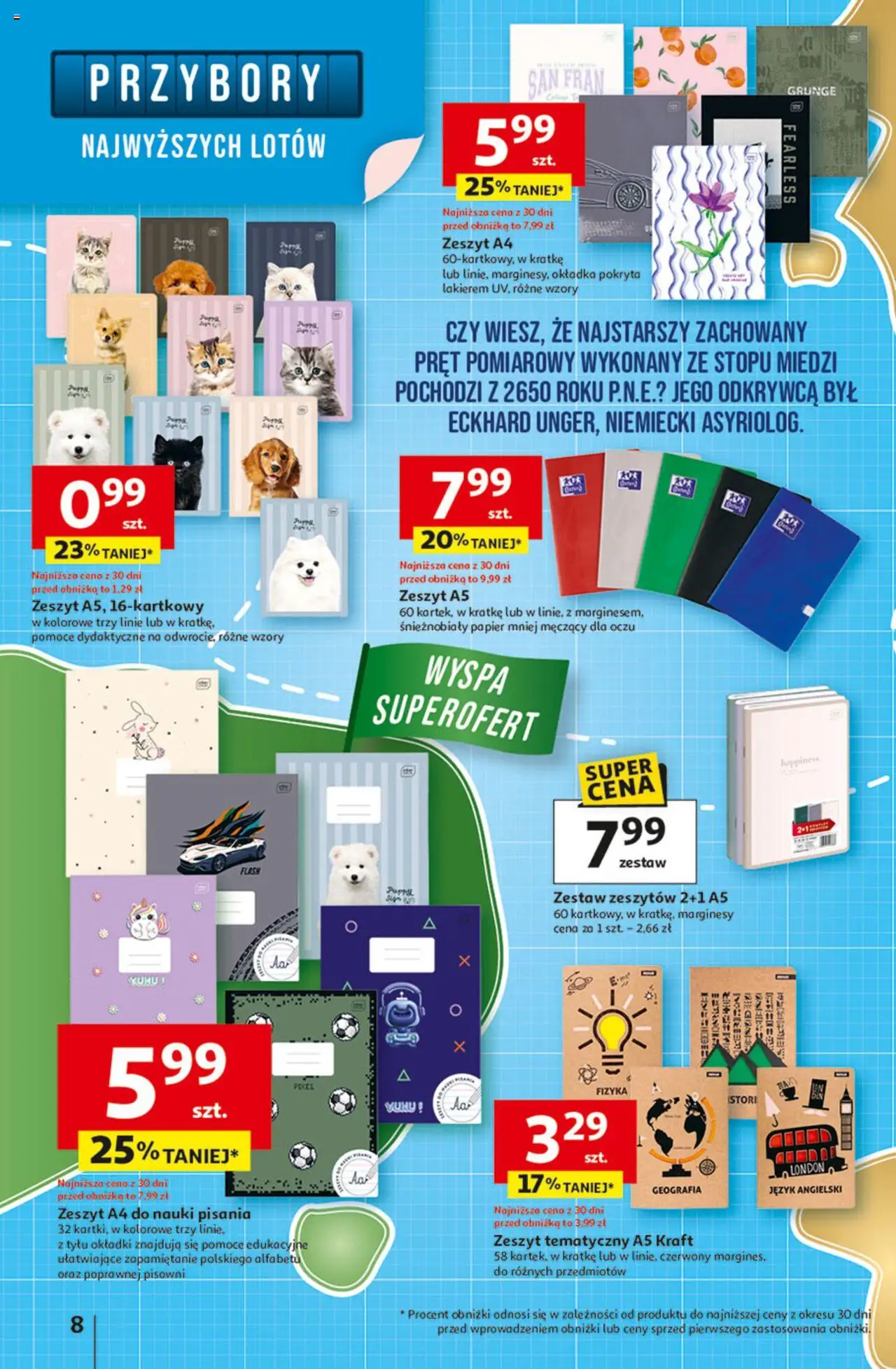 Auchan Gazetka - Odlotowe ceny na start szkoły Hipermarket od 14.08.2025 | Strona: 8 | Produkty: Zeszyt